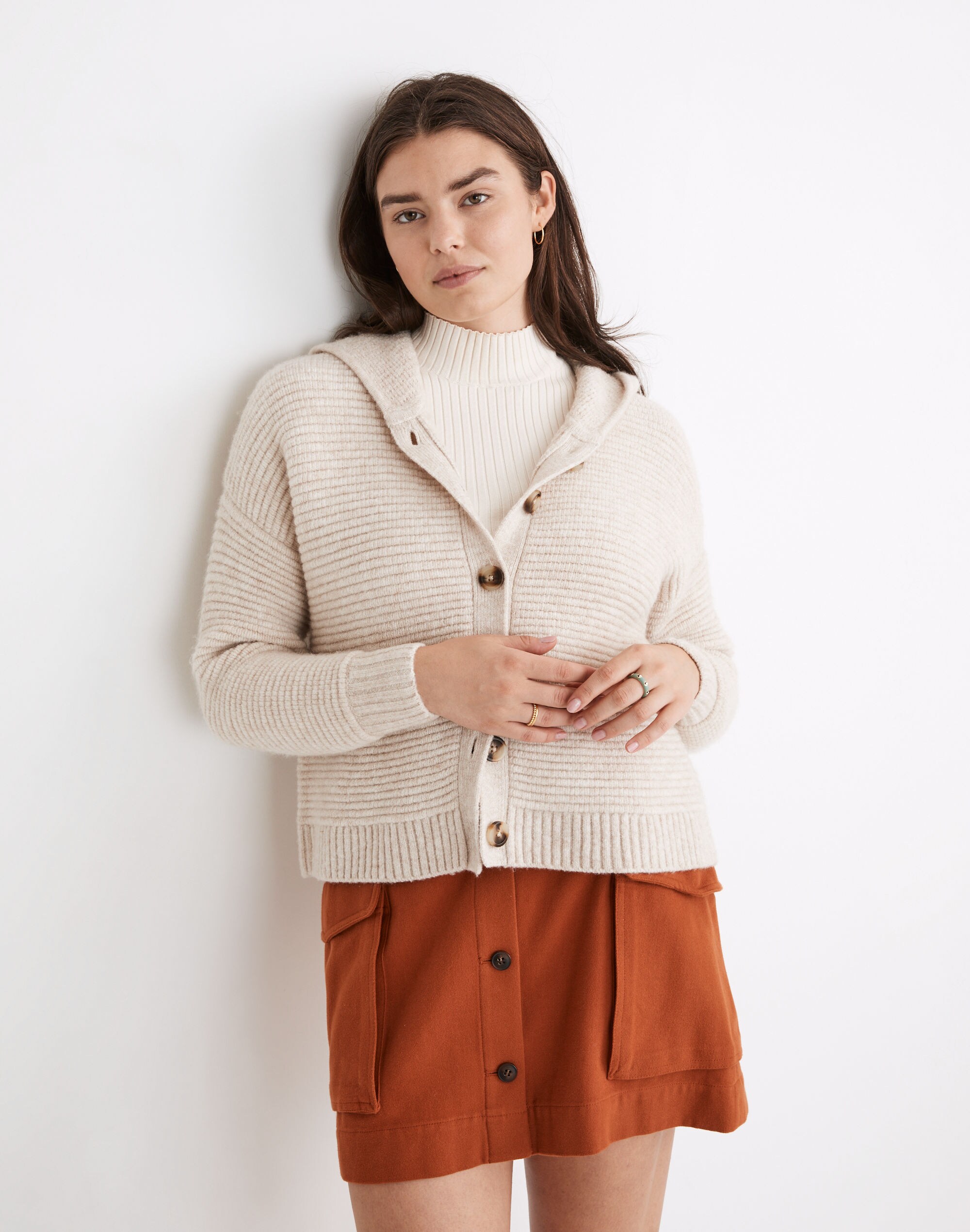 Hooded Crop Cardigan Sweater in Coziest Yarn