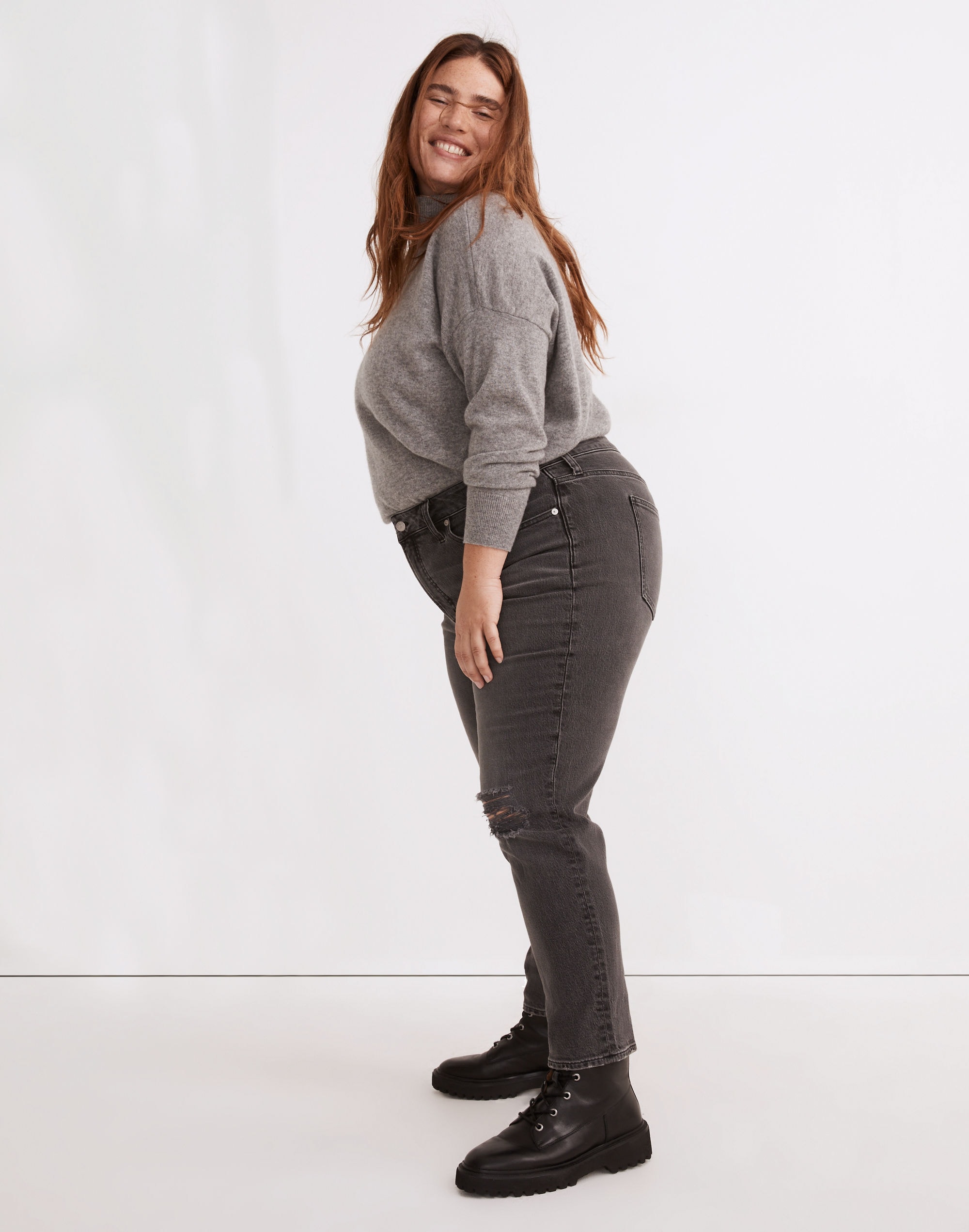 The Plus Perfect Vintage Jean in Bartlett Wash: Ripped Edition