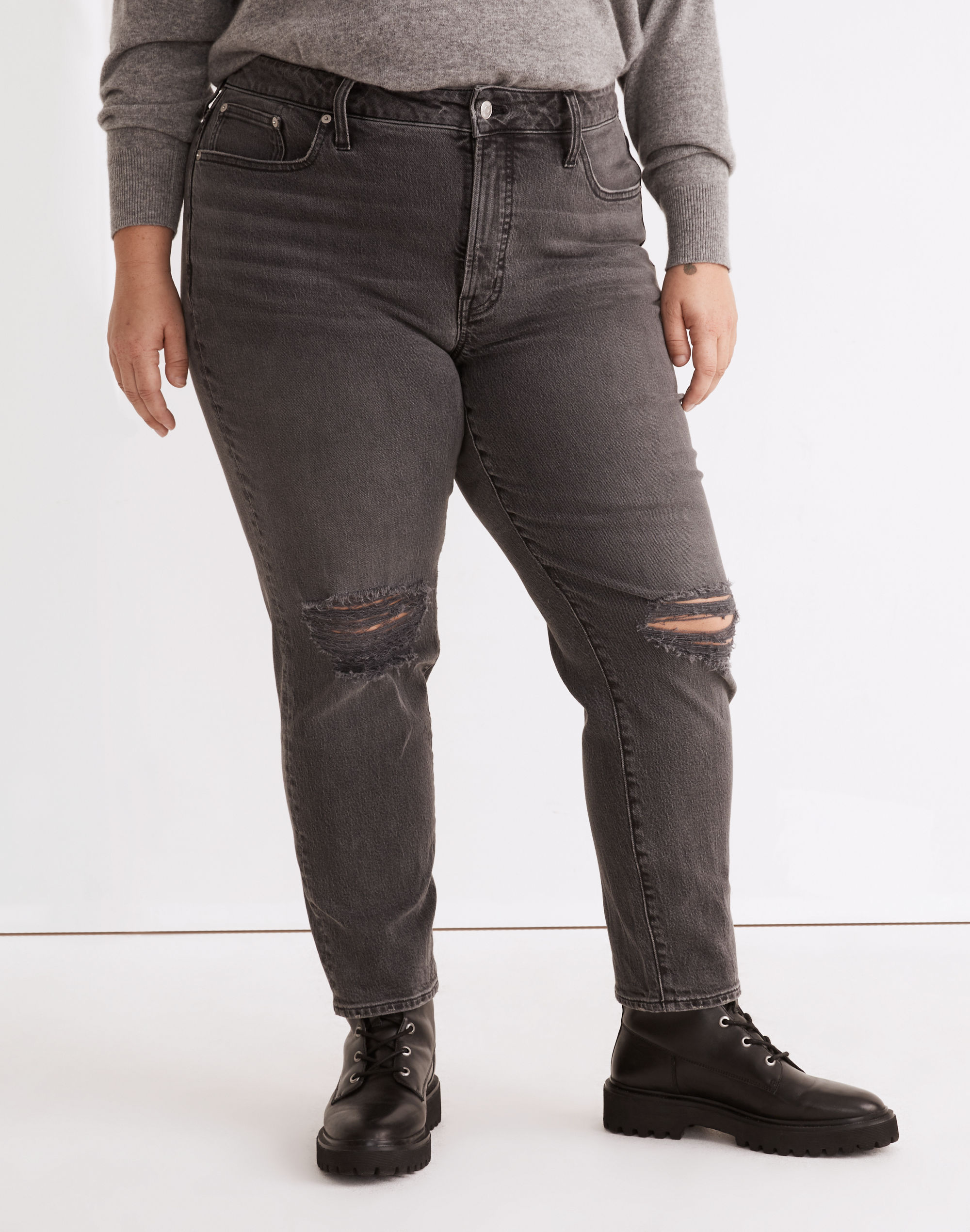 The Plus Perfect Vintage Jean in Bartlett Wash: Ripped Edition
