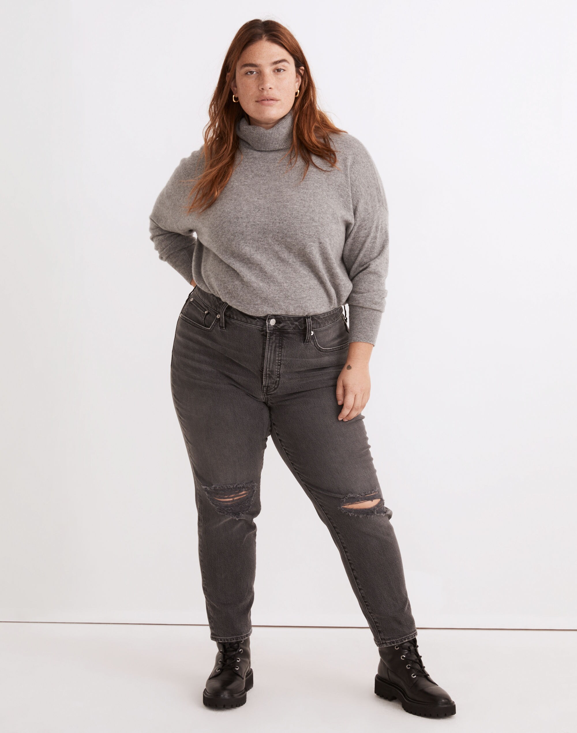 The Plus Perfect Vintage Jean in Bartlett Wash: Ripped Edition