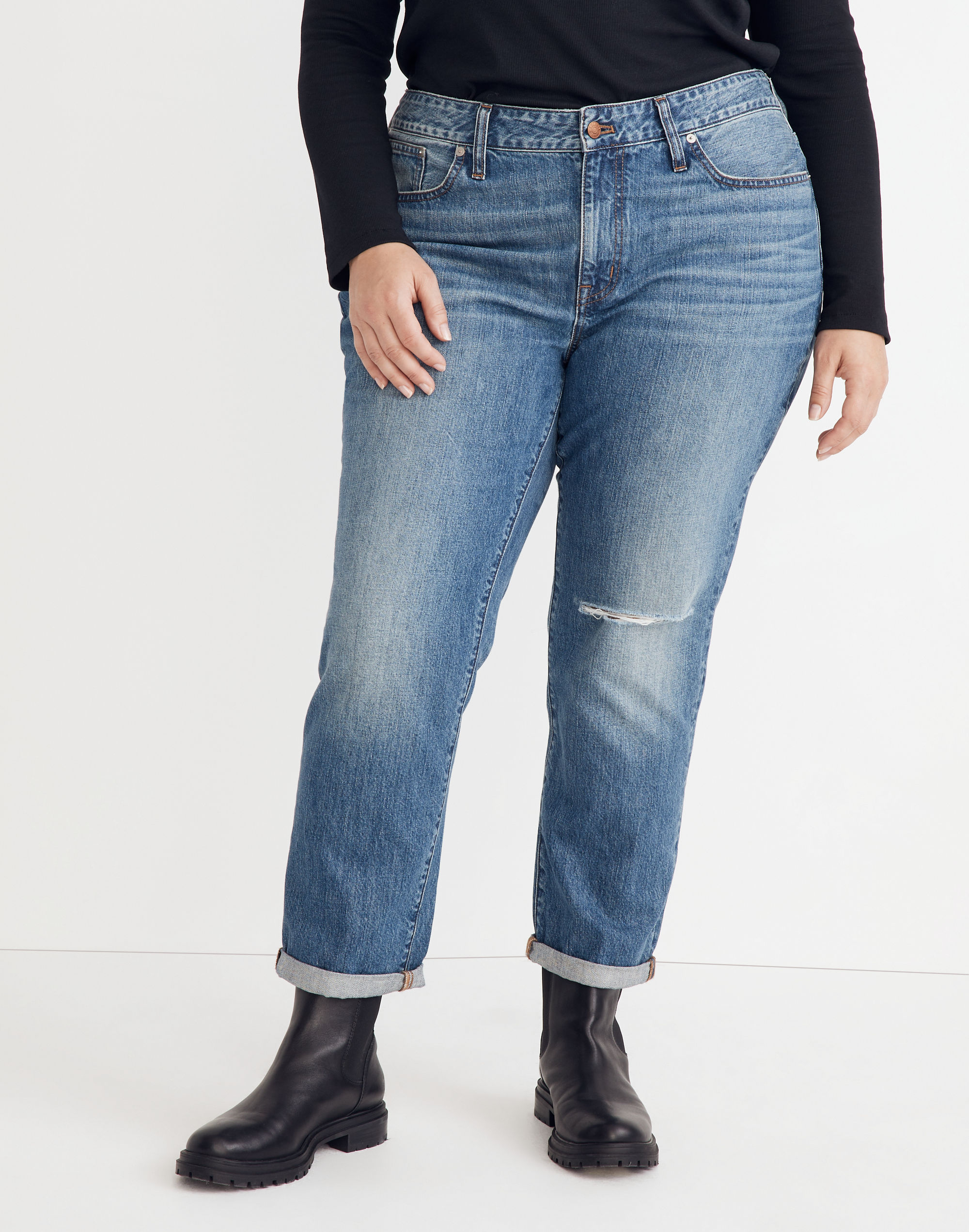 The Plus Slouchy Boyjean in Riverspring Wash