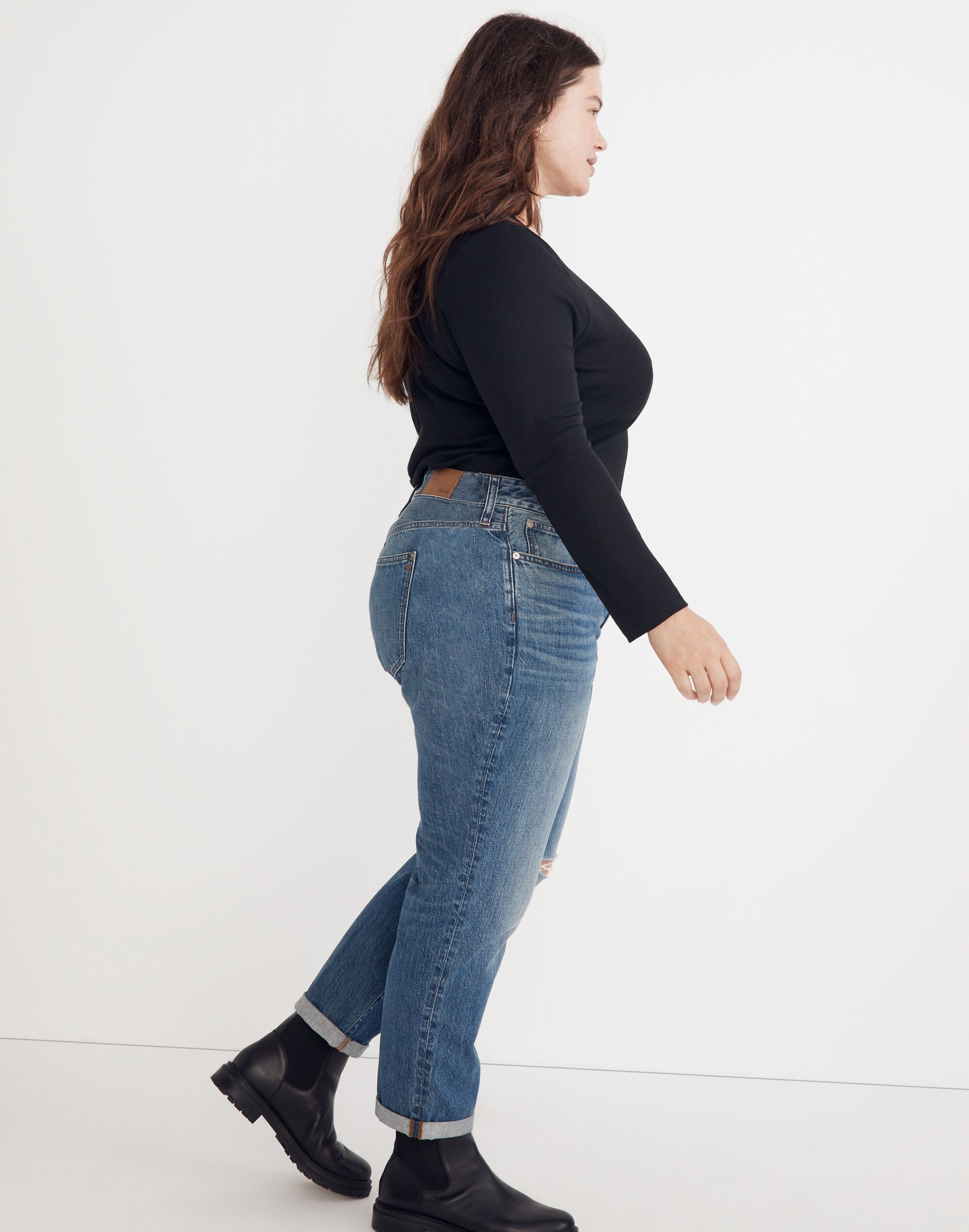 The Plus Slouchy Boyjean in Riverspring Wash