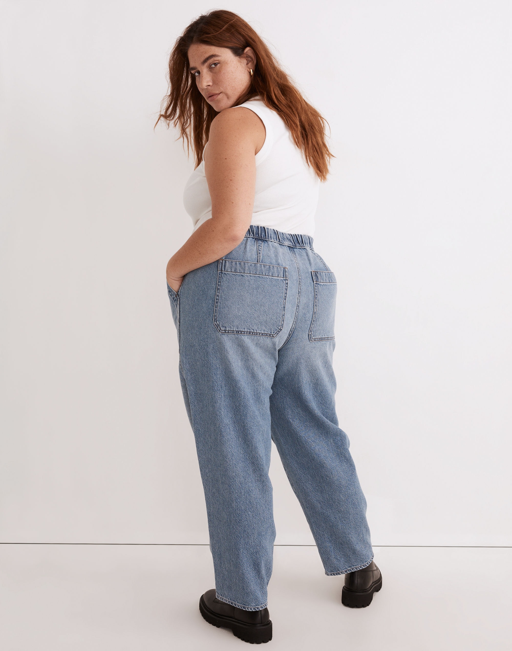 Plus Pull-On Relaxed Jeans in Beswick Wash