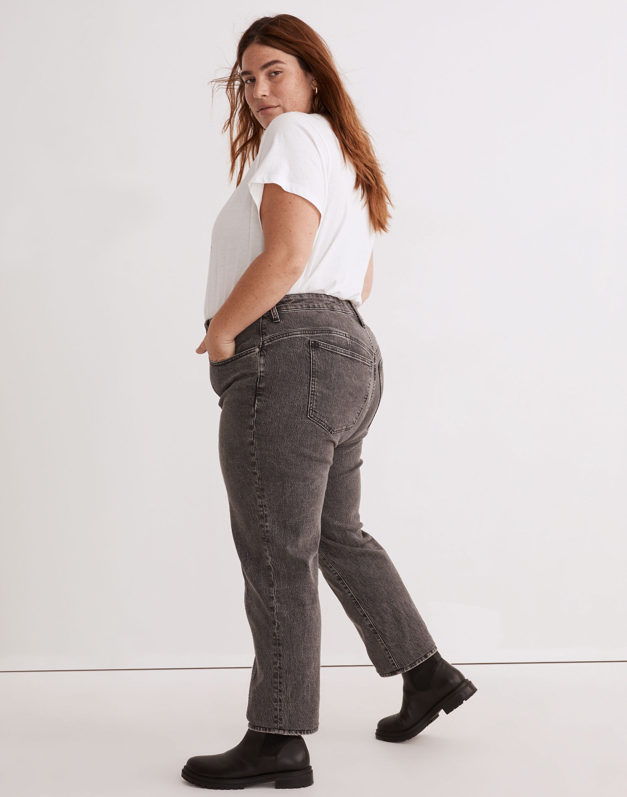 The Plus Perfect Vintage Straight Jean in Meaford Wash: Seamed Edition
