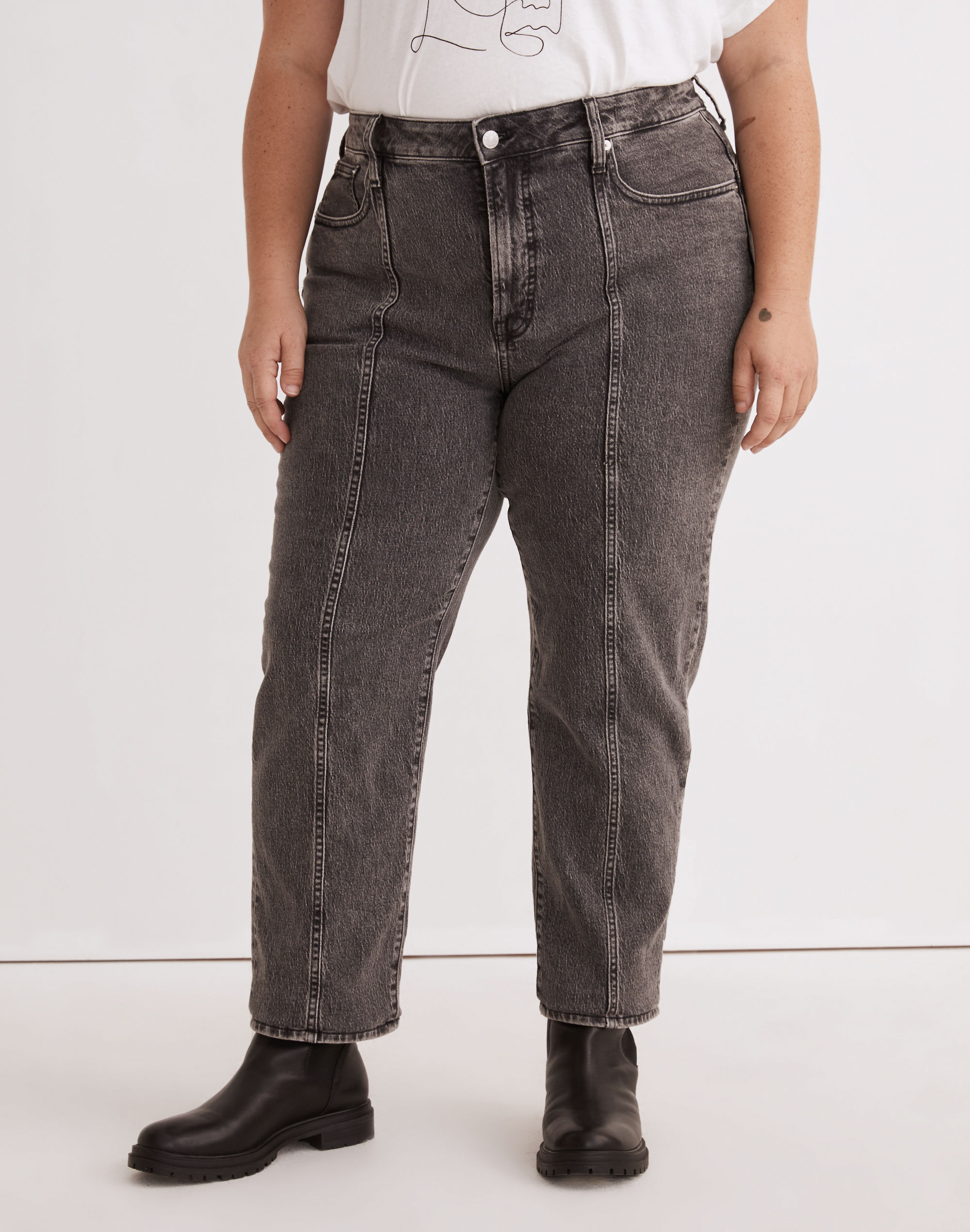 The Plus Perfect Vintage Straight Jean in Meaford Wash: Seamed Edition
