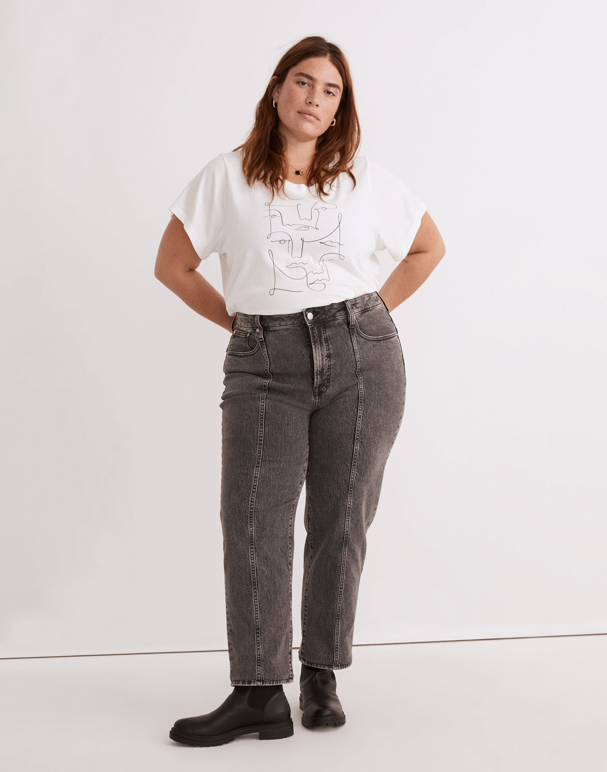 The Plus Perfect Vintage Straight Jean in Meaford Wash: Seamed Edition