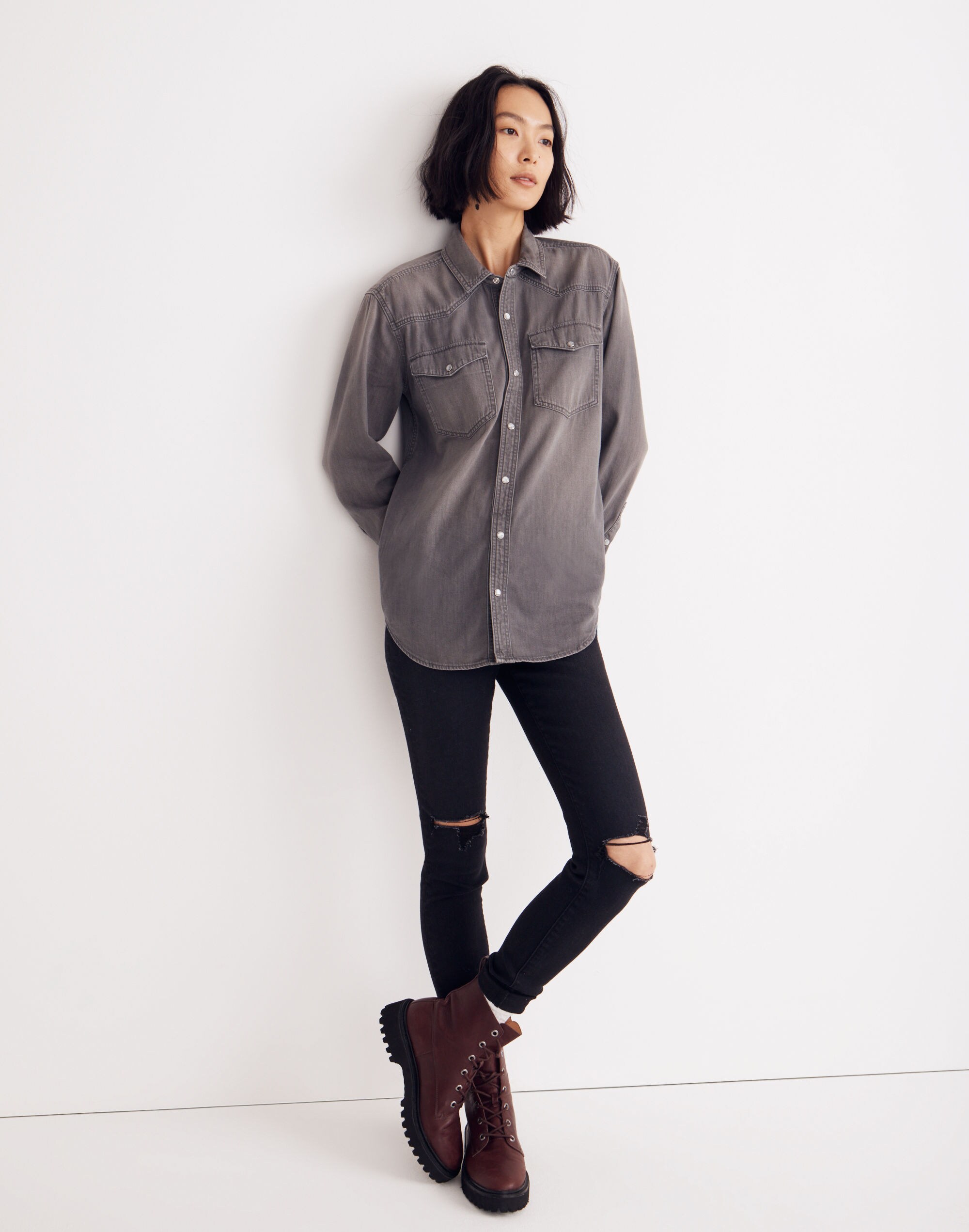 Denim Snap-Button Western Shirt in Patterson Wash