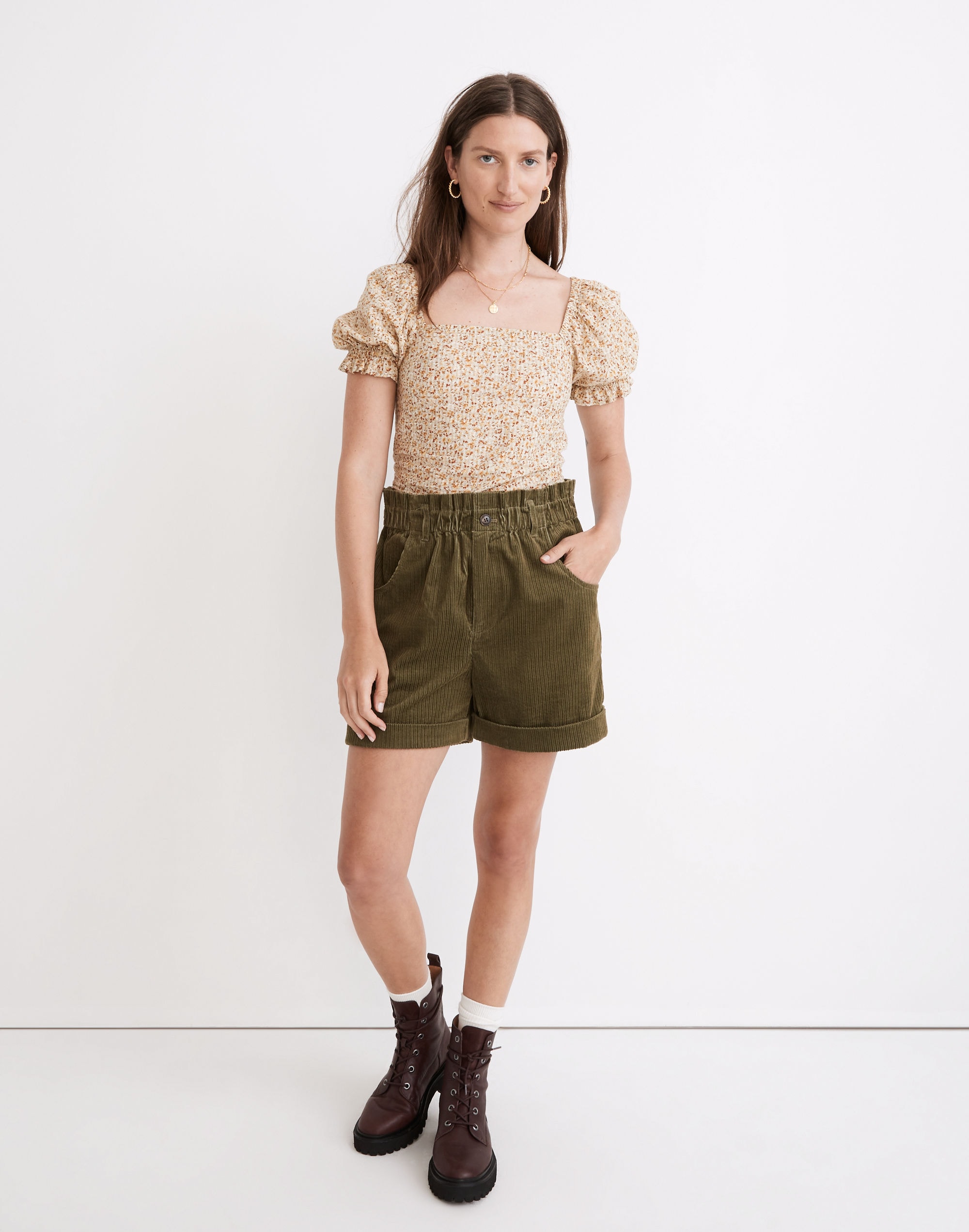 Hopewell Puff-Sleeve Crop Top in Cottage Garden