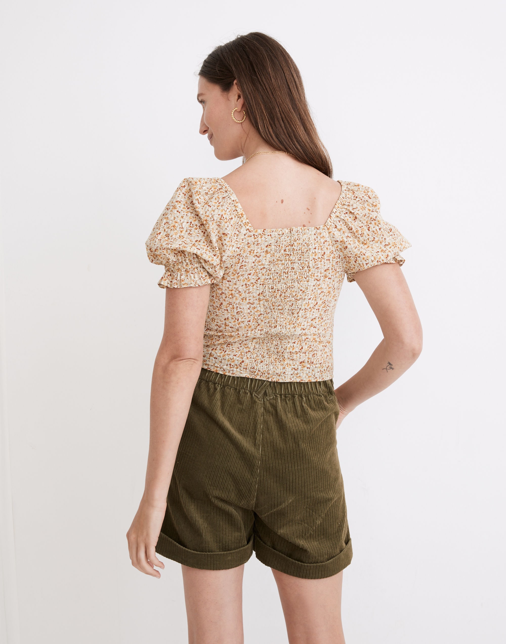 Hopewell Puff-Sleeve Crop Top in Cottage Garden