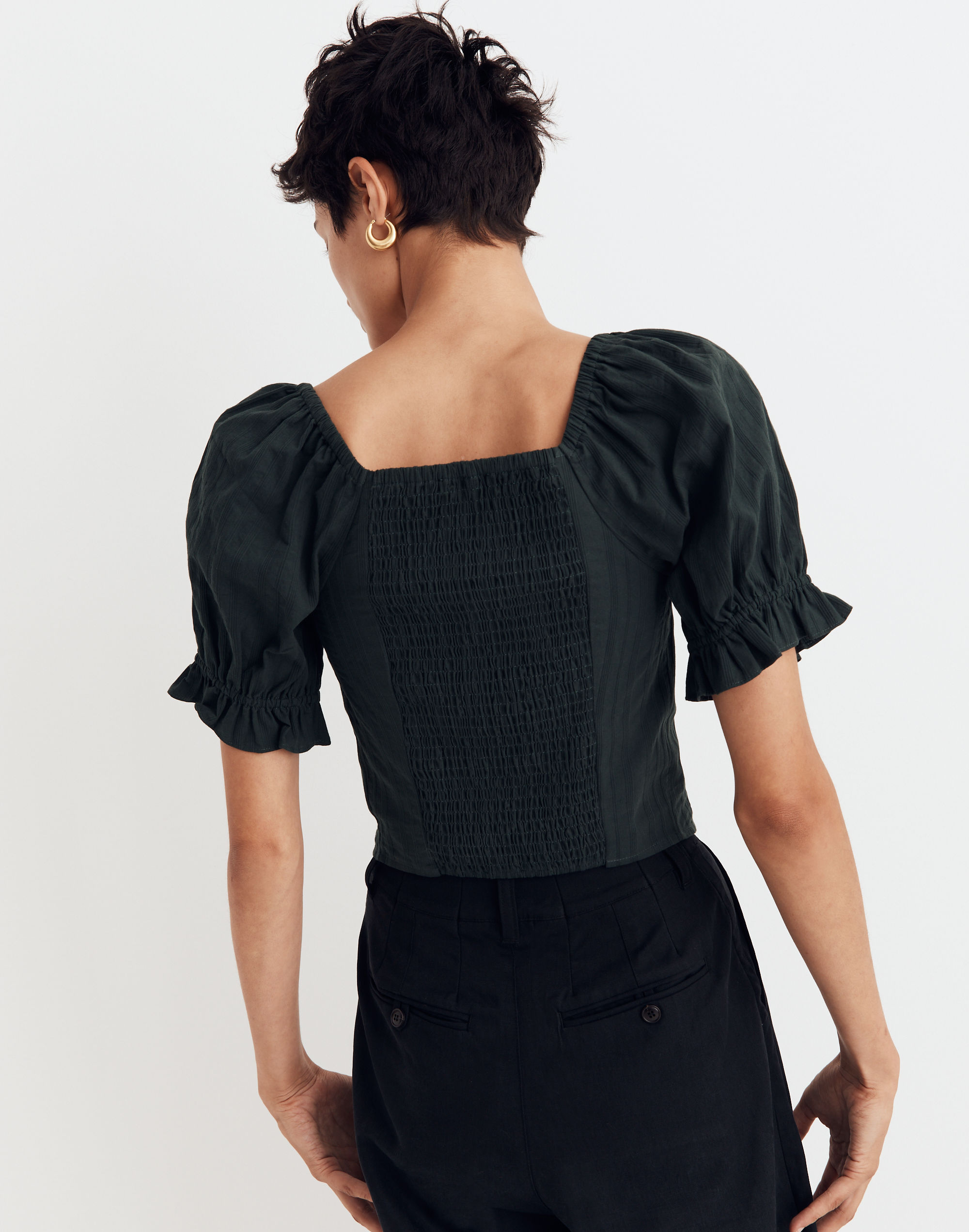 Hopewell Puff-Sleeve Crop Top in Stripe