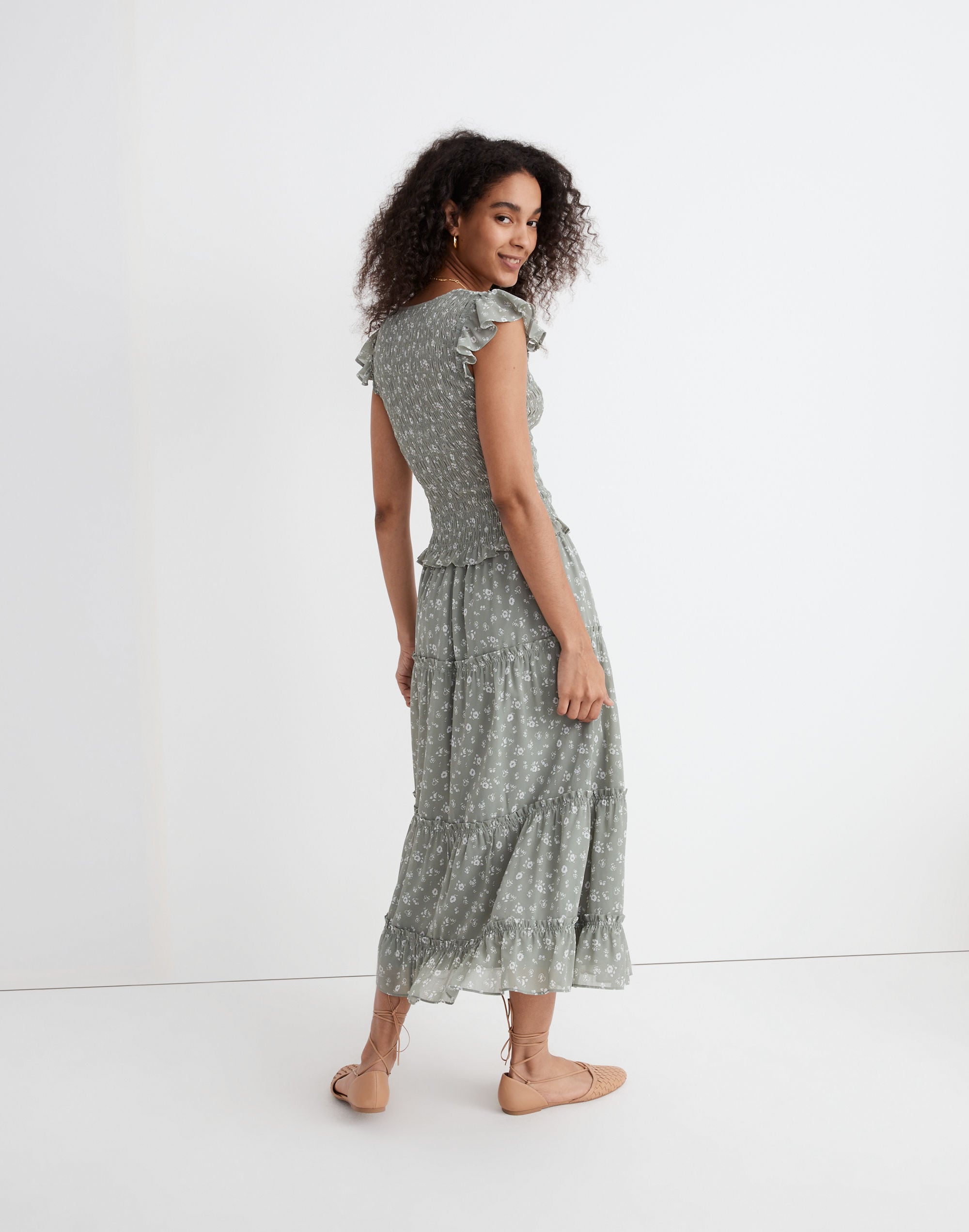 Lucie V-Neck Smocked Top in Cottage Garden