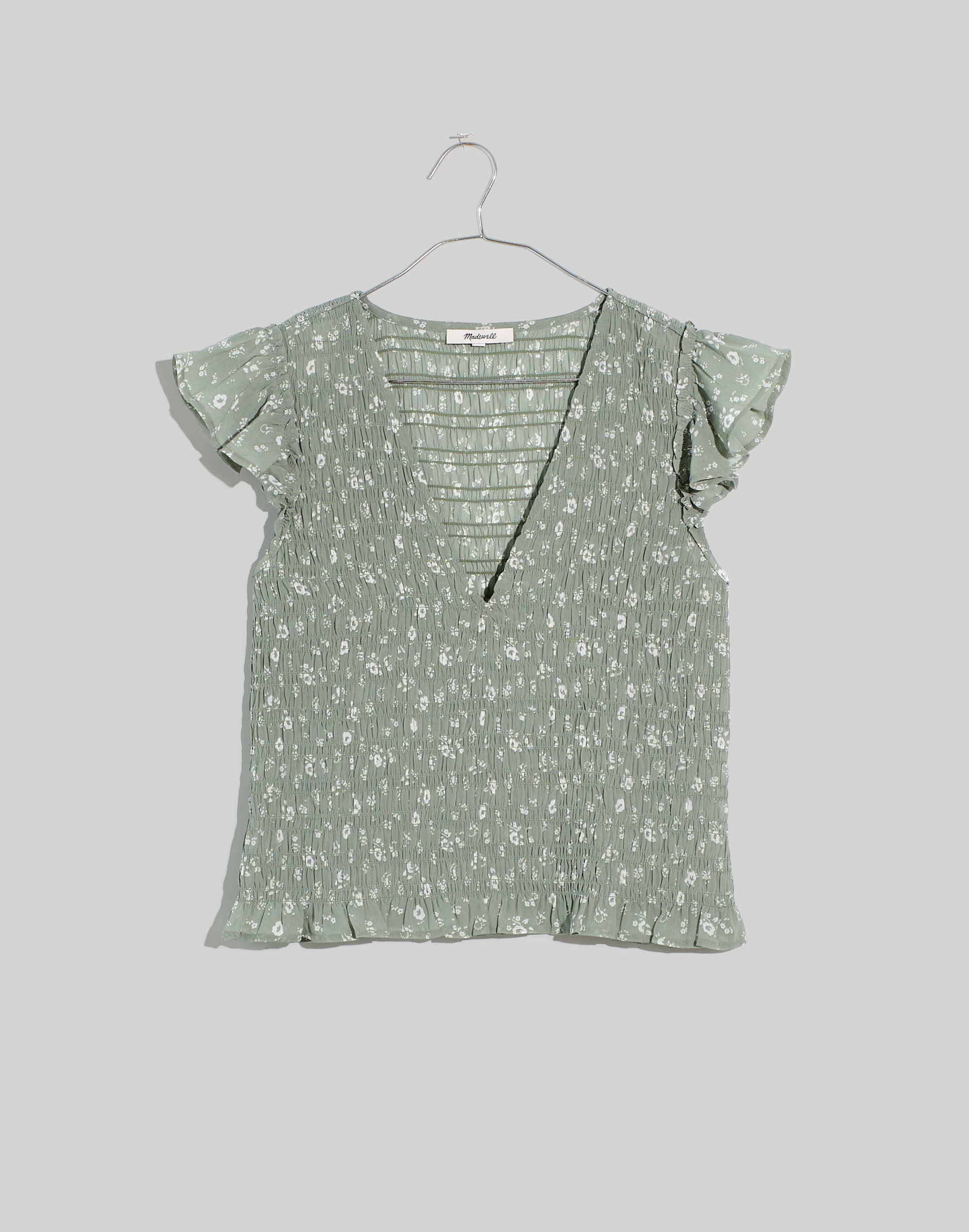 Lucie V-Neck Smocked Top in Cottage Garden