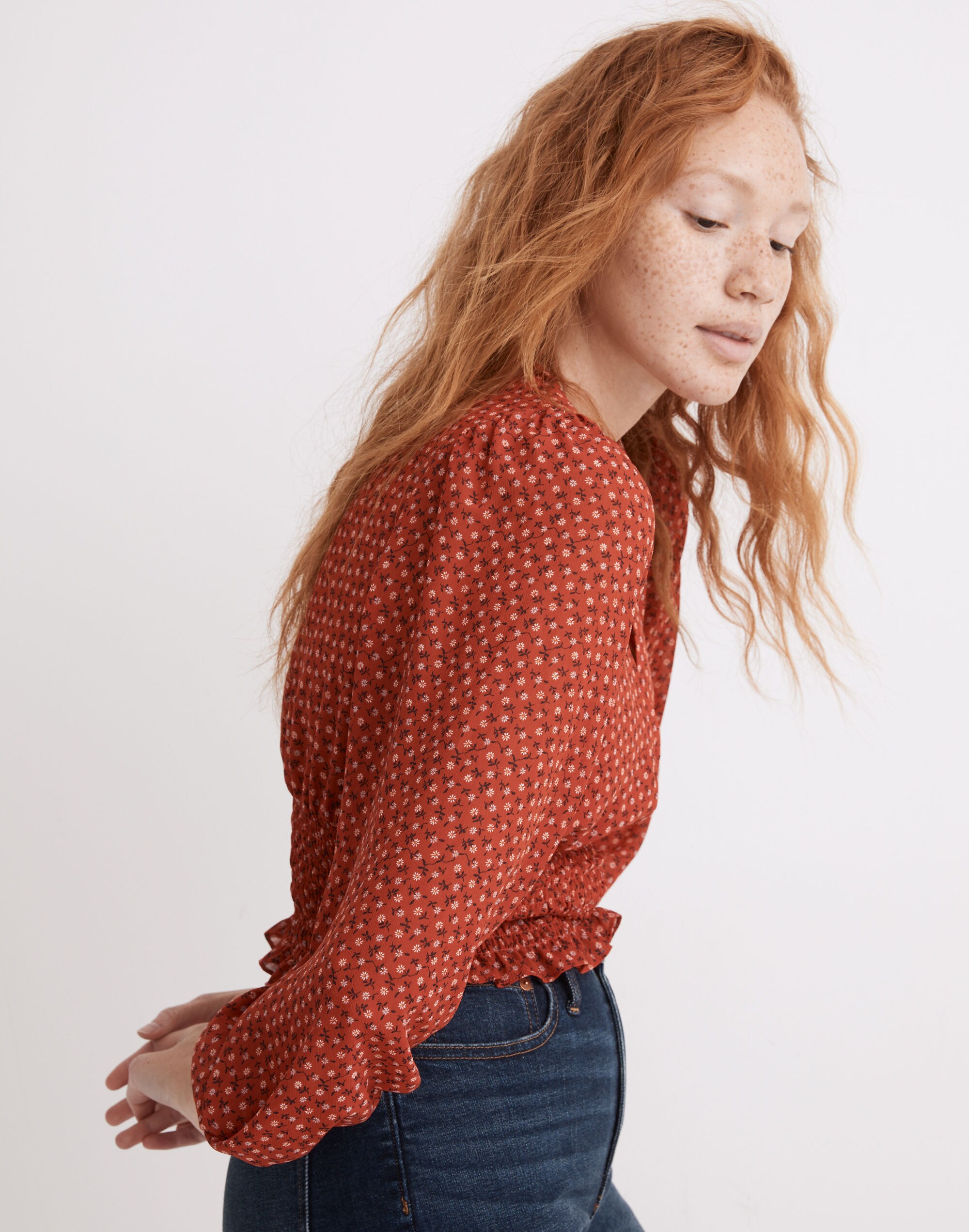 Julianne Smocked-Waist Top