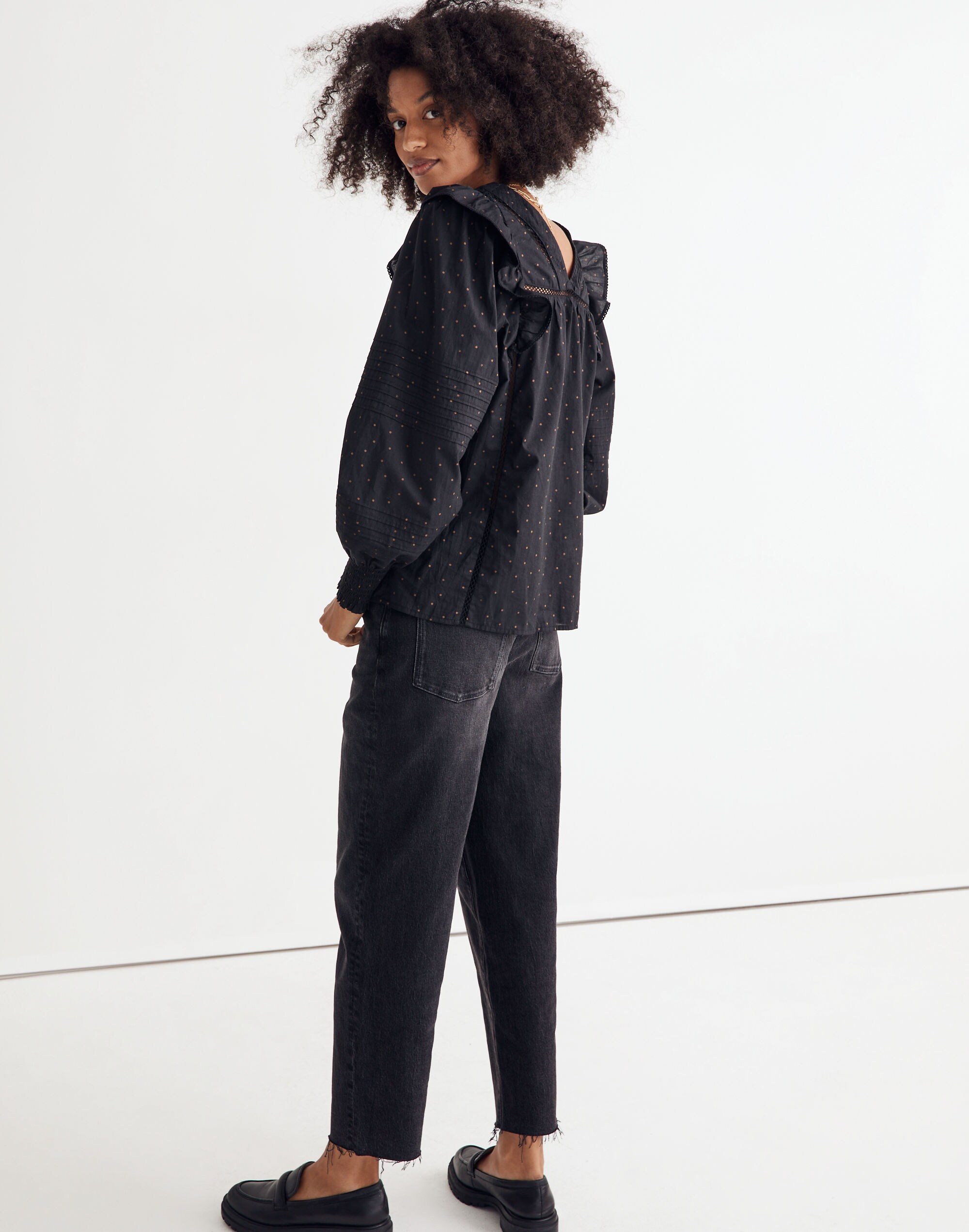 Voile Ruffled Pintuck Top