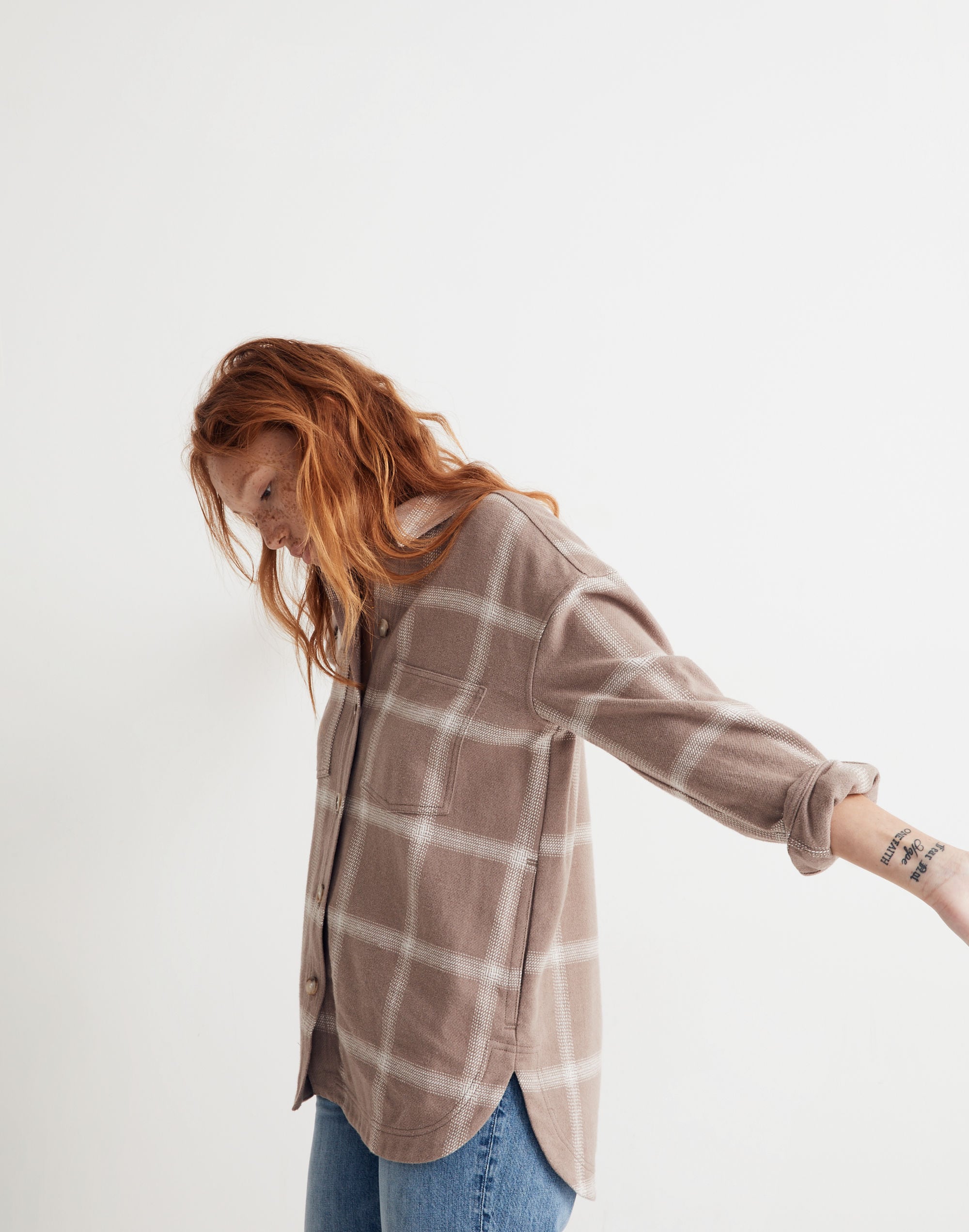 Flannel Kentwood Oversized Shirt-Jacket in Windowpane