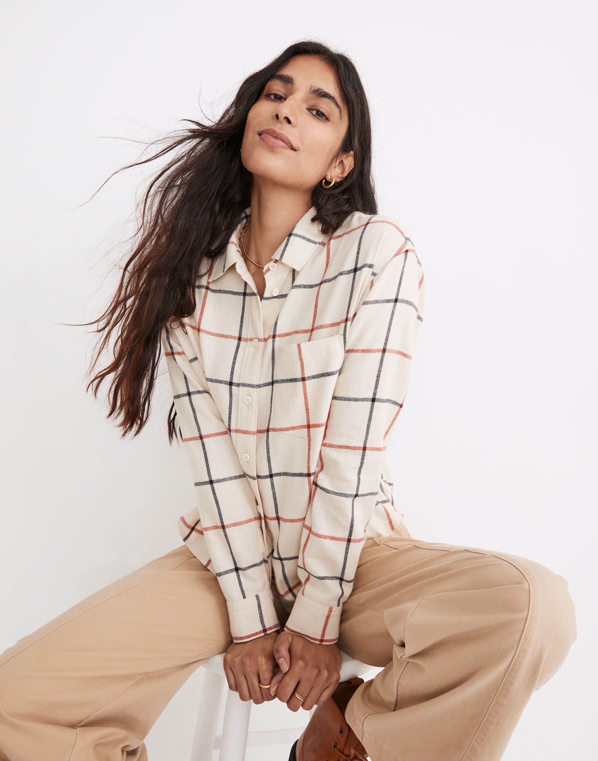 Flannel Kempton Button-Up Shirt in Windowpane