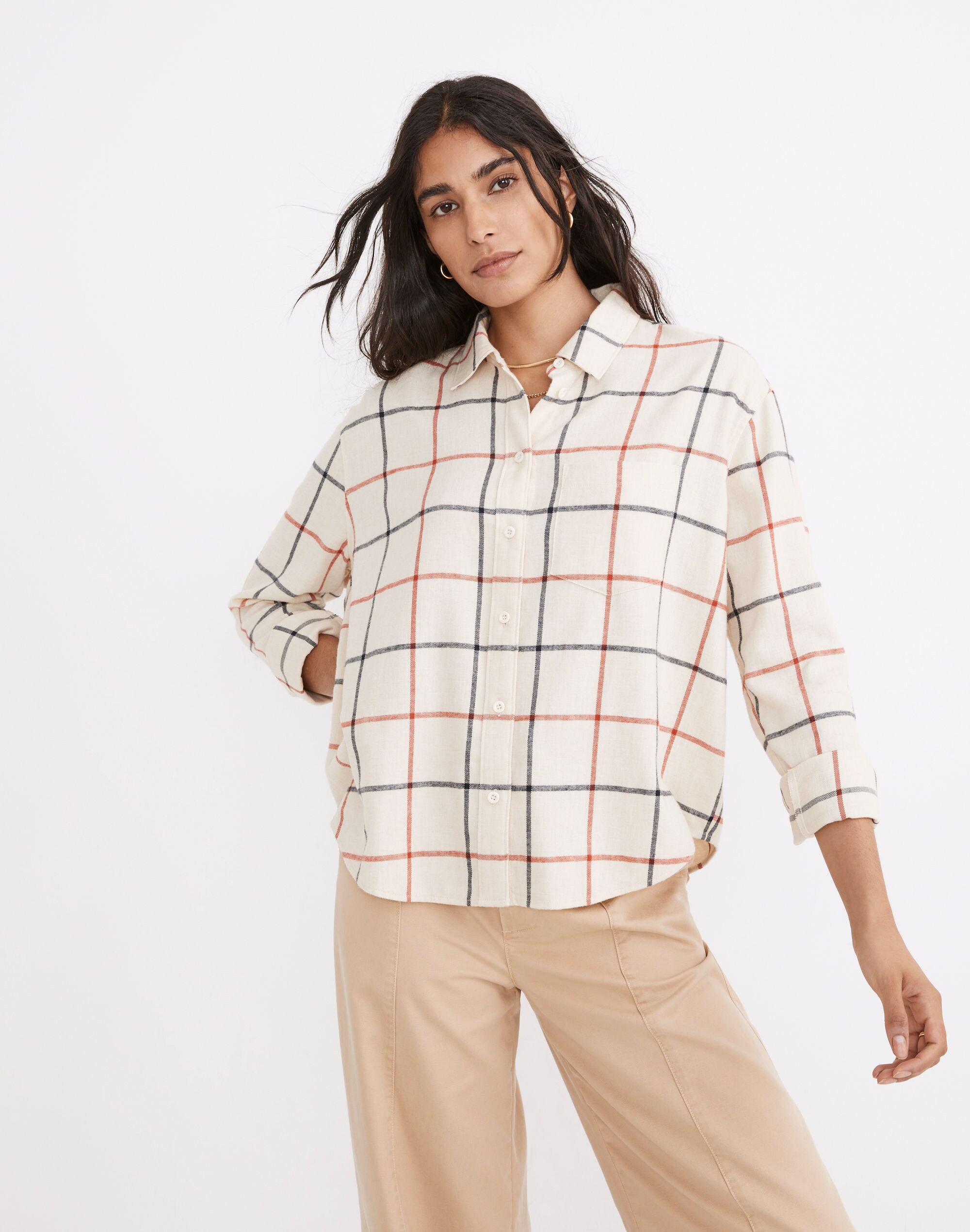 Flannel Kempton Button-Up Shirt in Windowpane