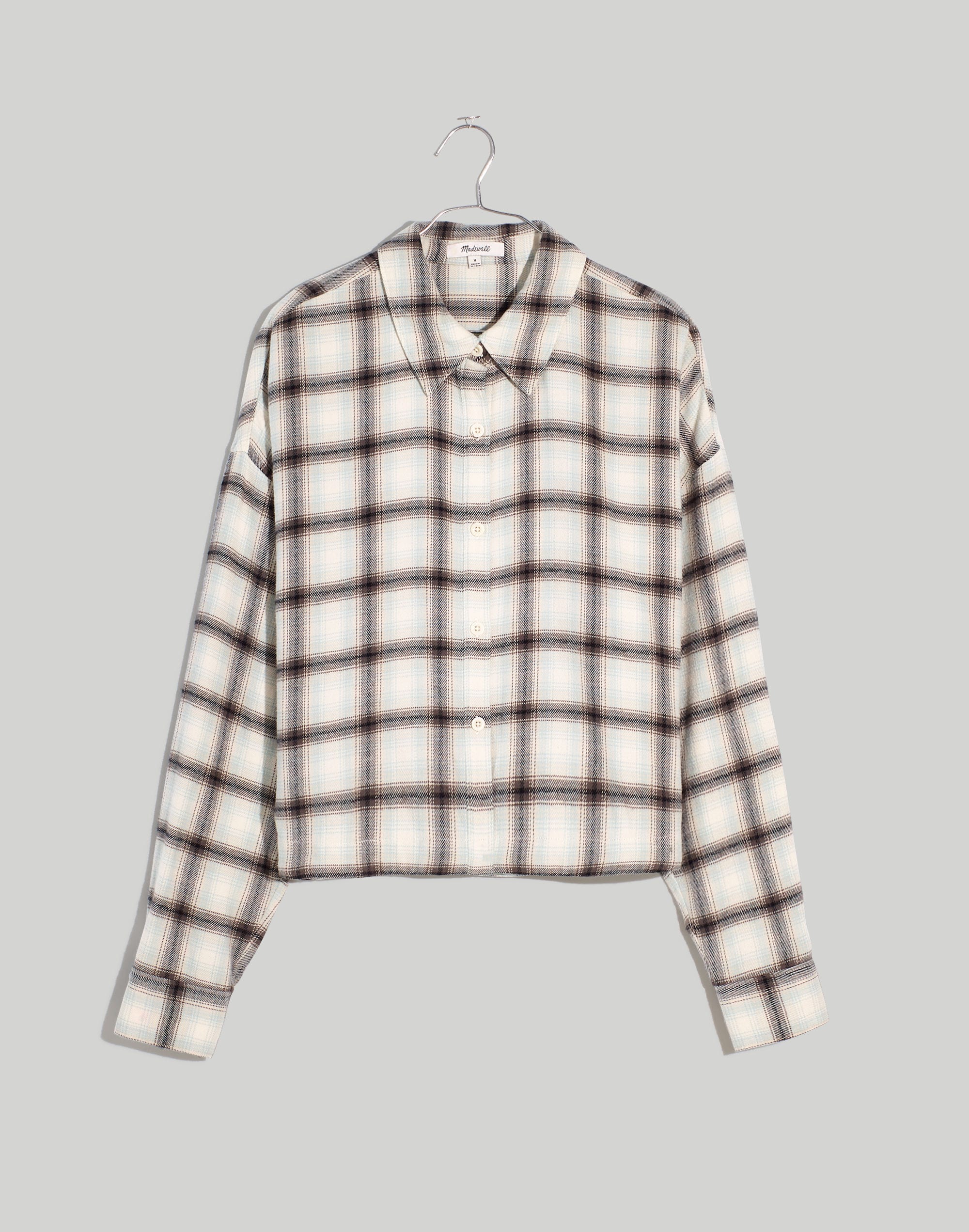 Flannel Dolman Crop Shirt in Plaid