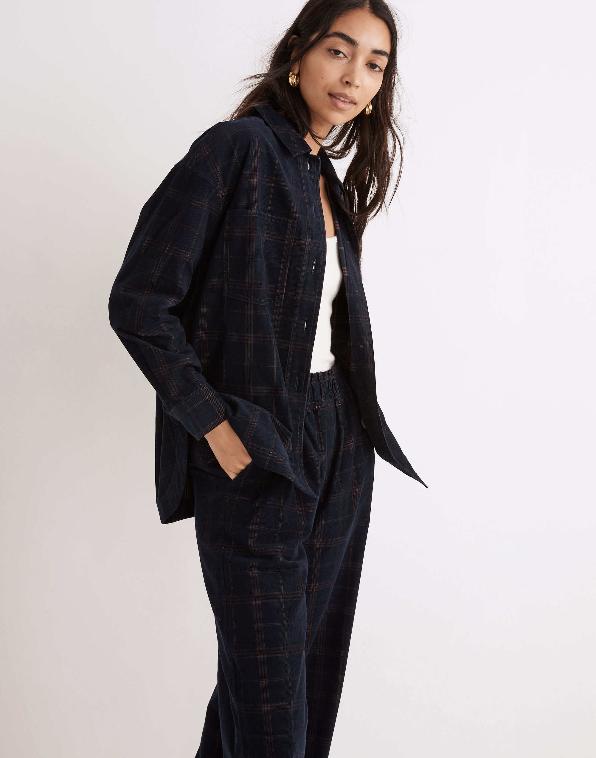 Corduroy Kentwood Oversized Shirt-Jacket in Plaid