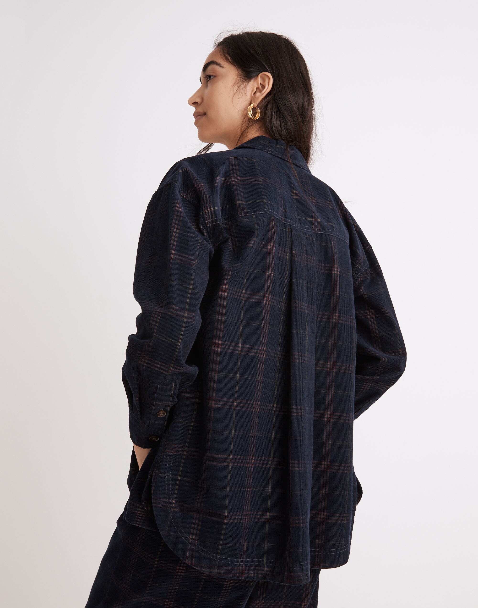 Corduroy Kentwood Oversized Shirt-Jacket in Plaid