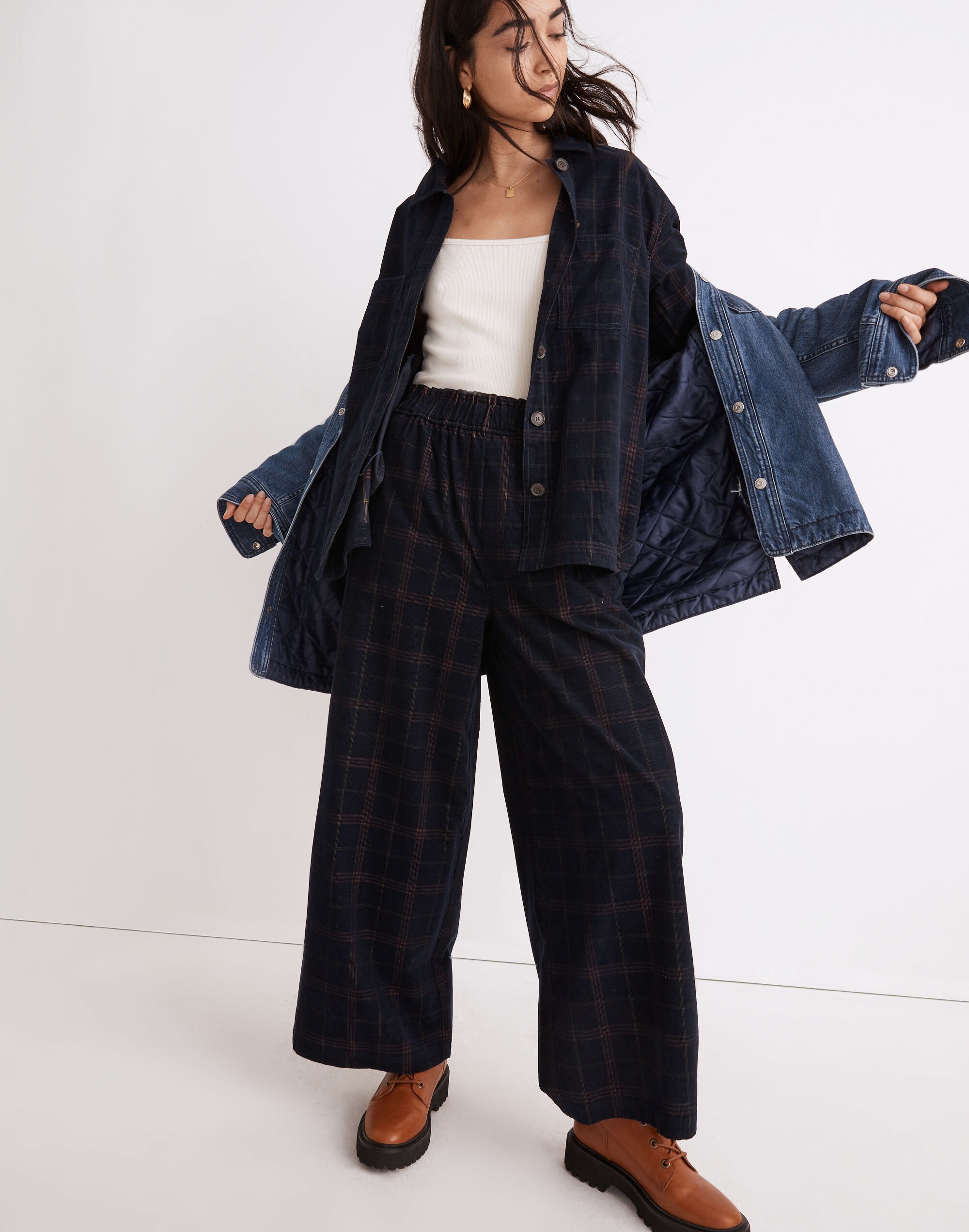 Corduroy Kentwood Oversized Shirt-Jacket in Plaid