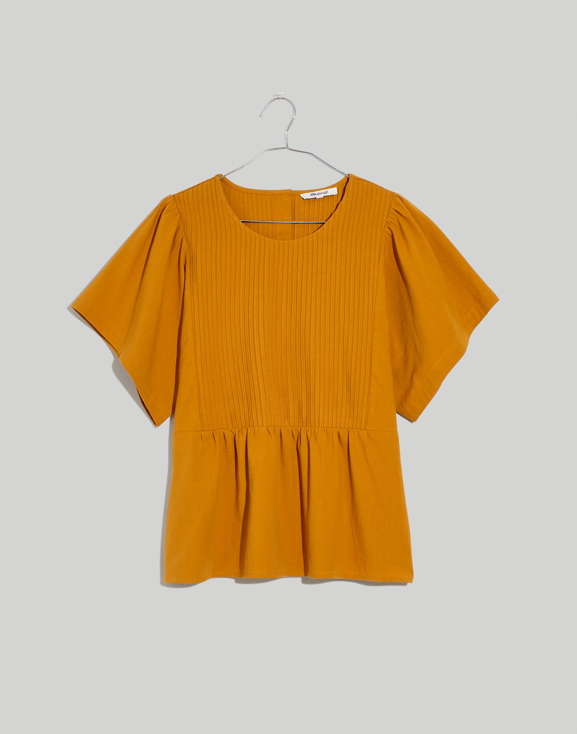 Pleated Flutter-Sleeve Top
