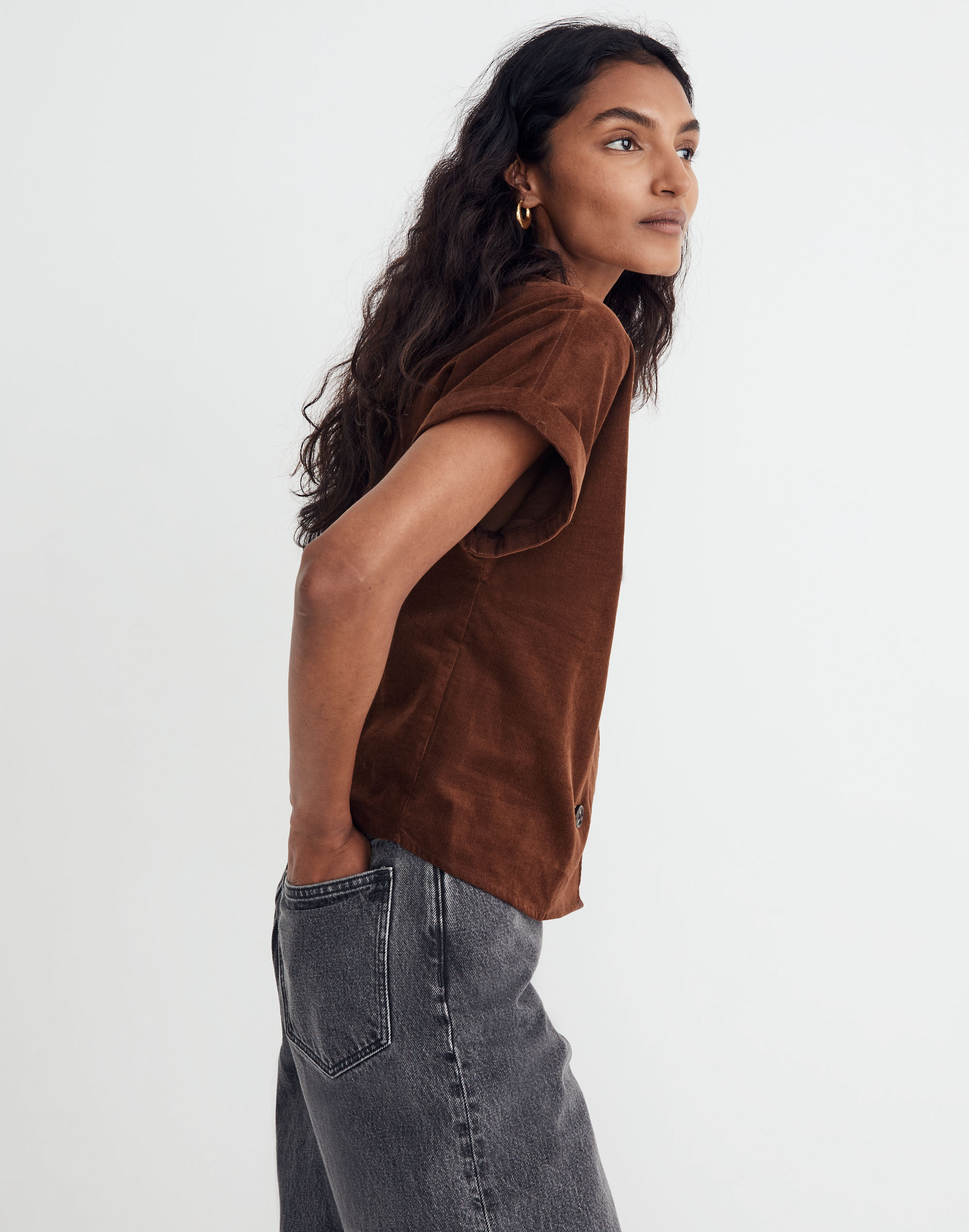 Corduroy Double-Breasted Top