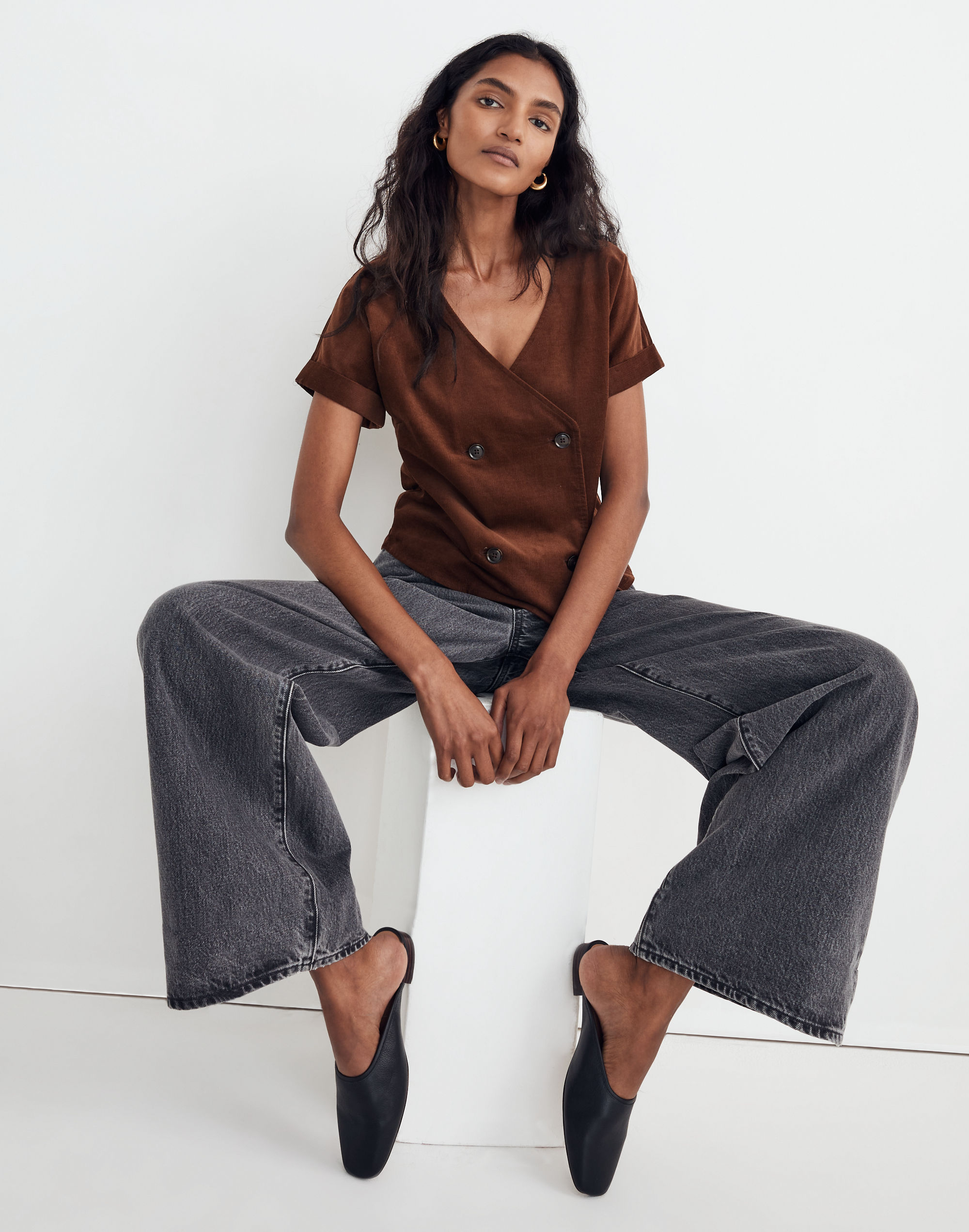 Corduroy Double-Breasted Top