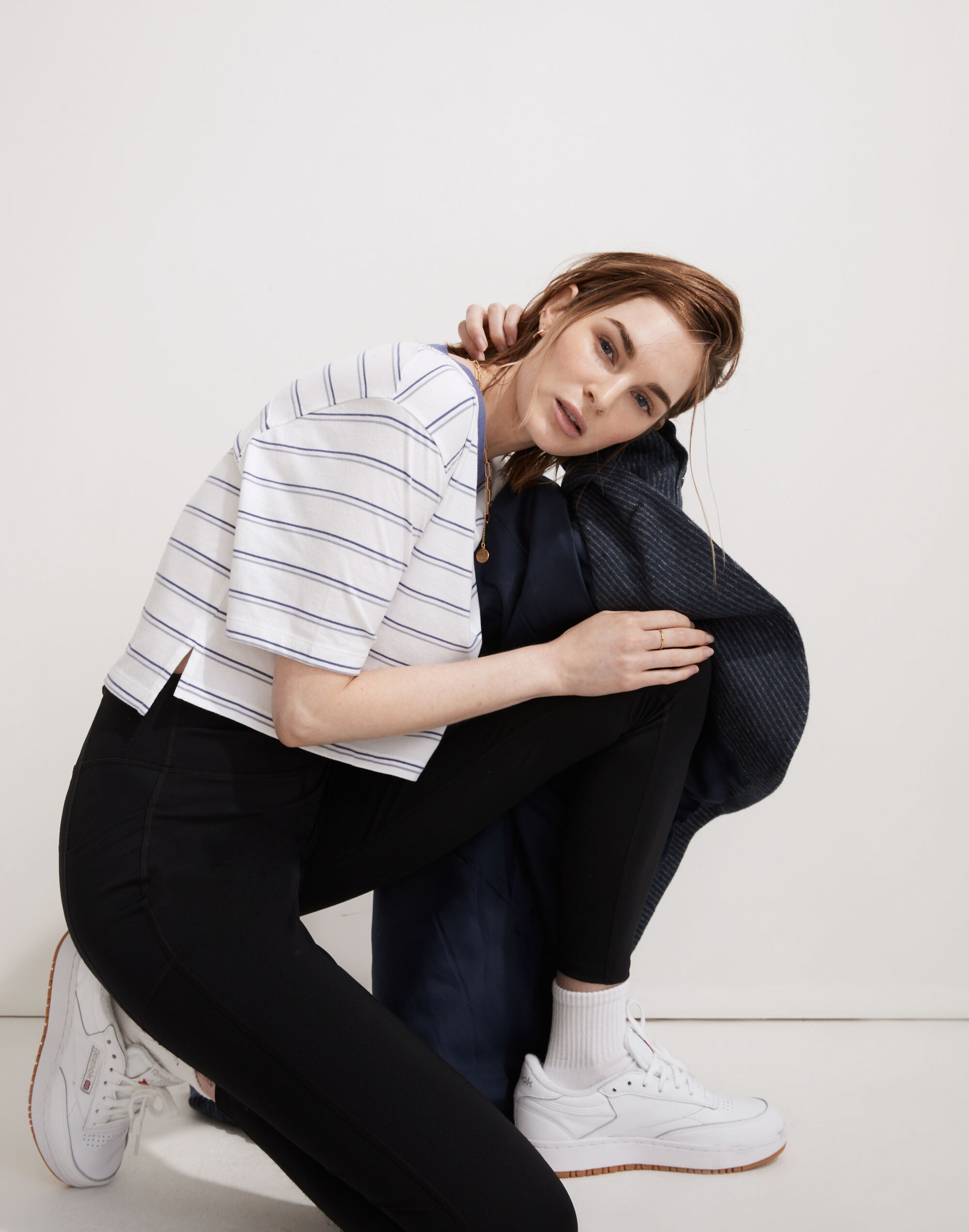 MWL Seamed Crop Tee in Stripe