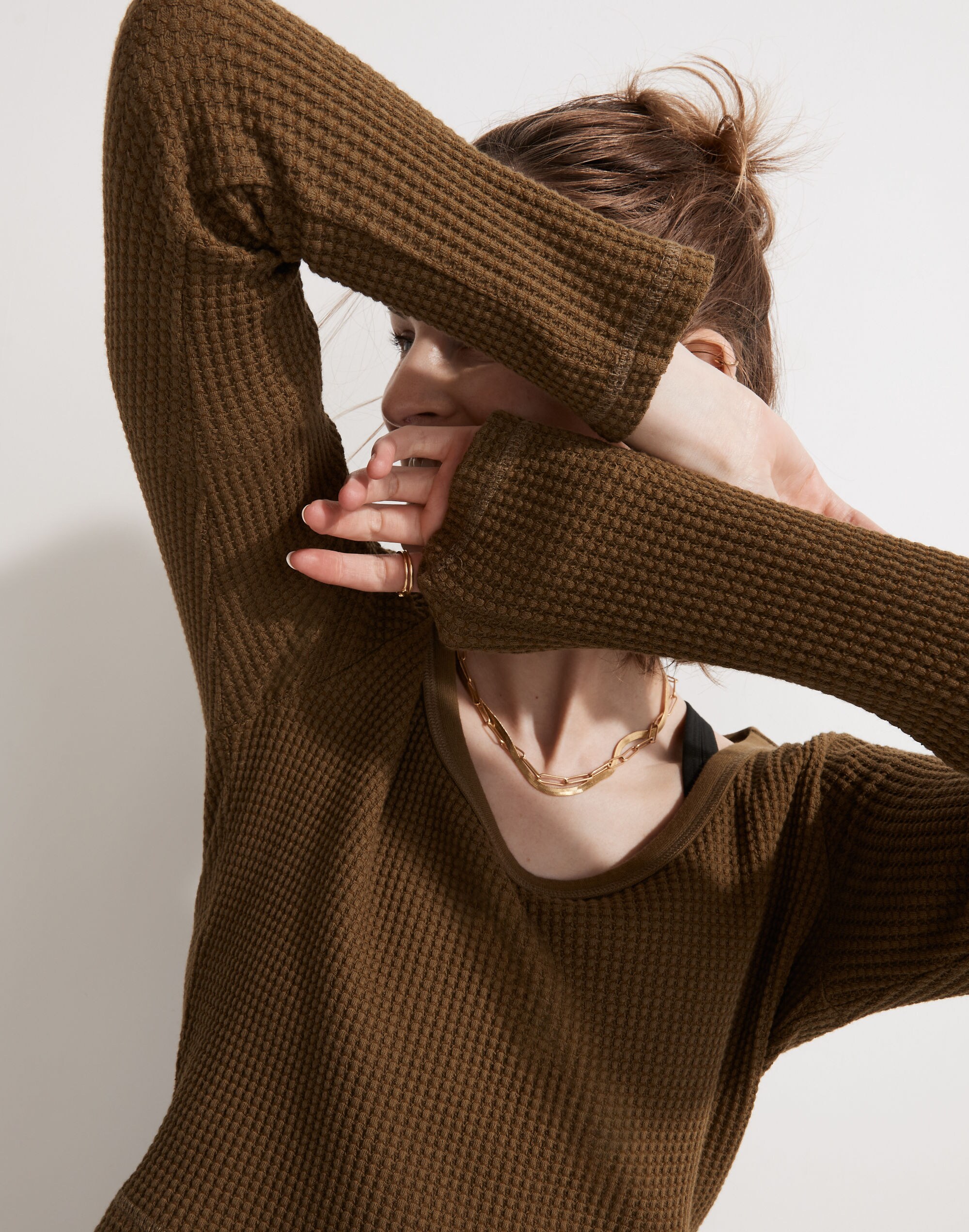 MWL Waffle Long-Sleeve Crop Tee