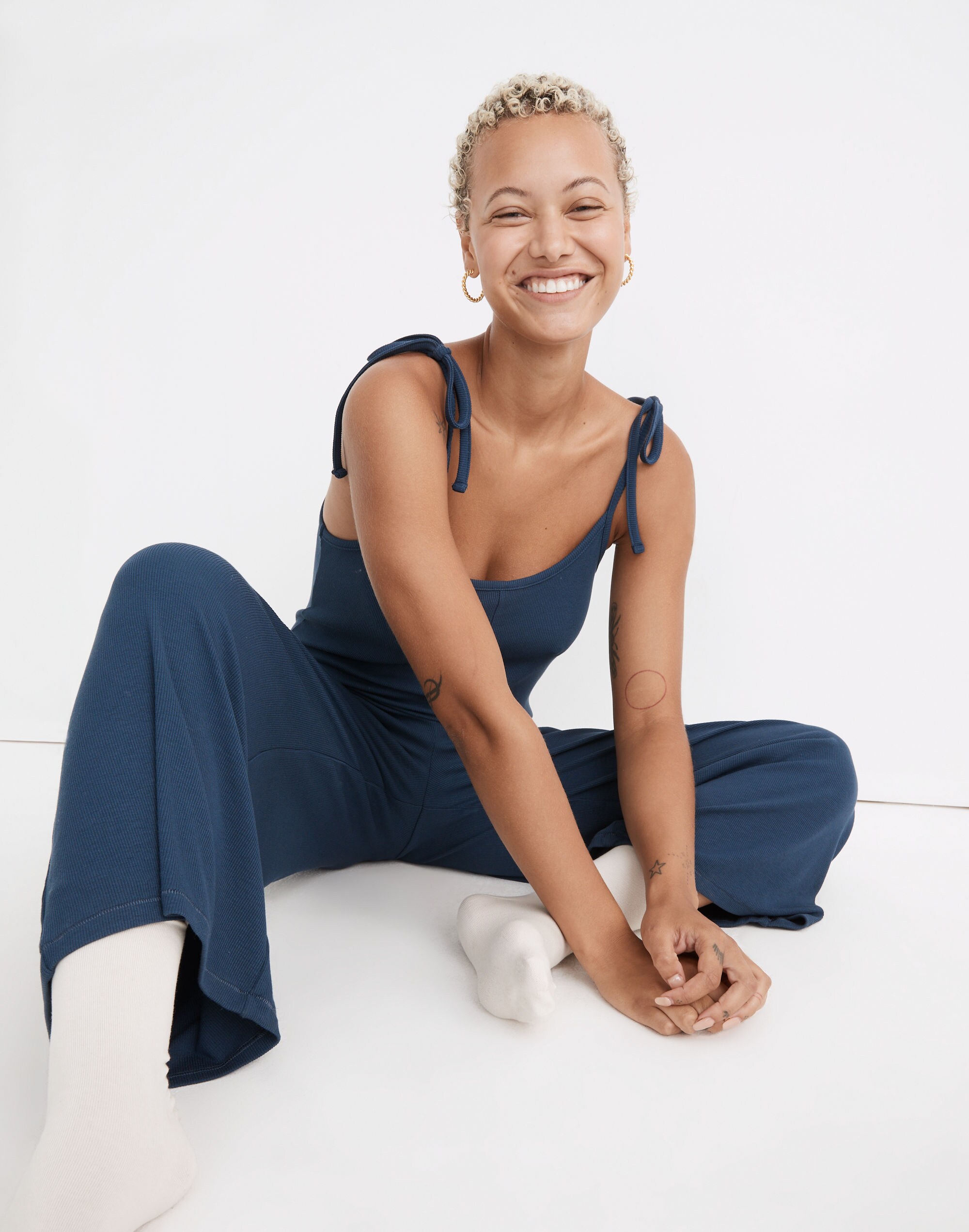 Tie-Strap Pajama Jumpsuit