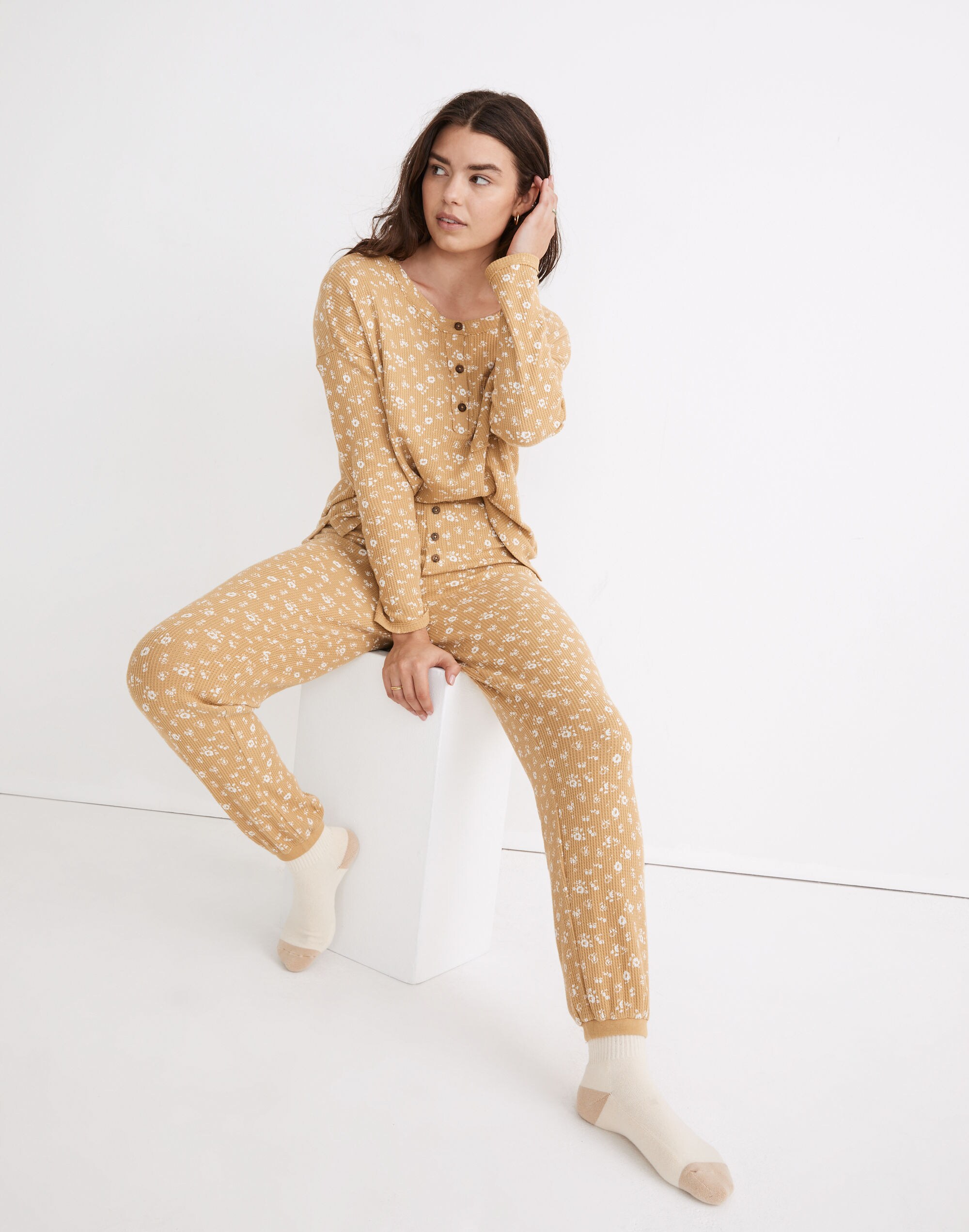 Waffle Knit Jogger Pajama Pants in Hillcrest Floral