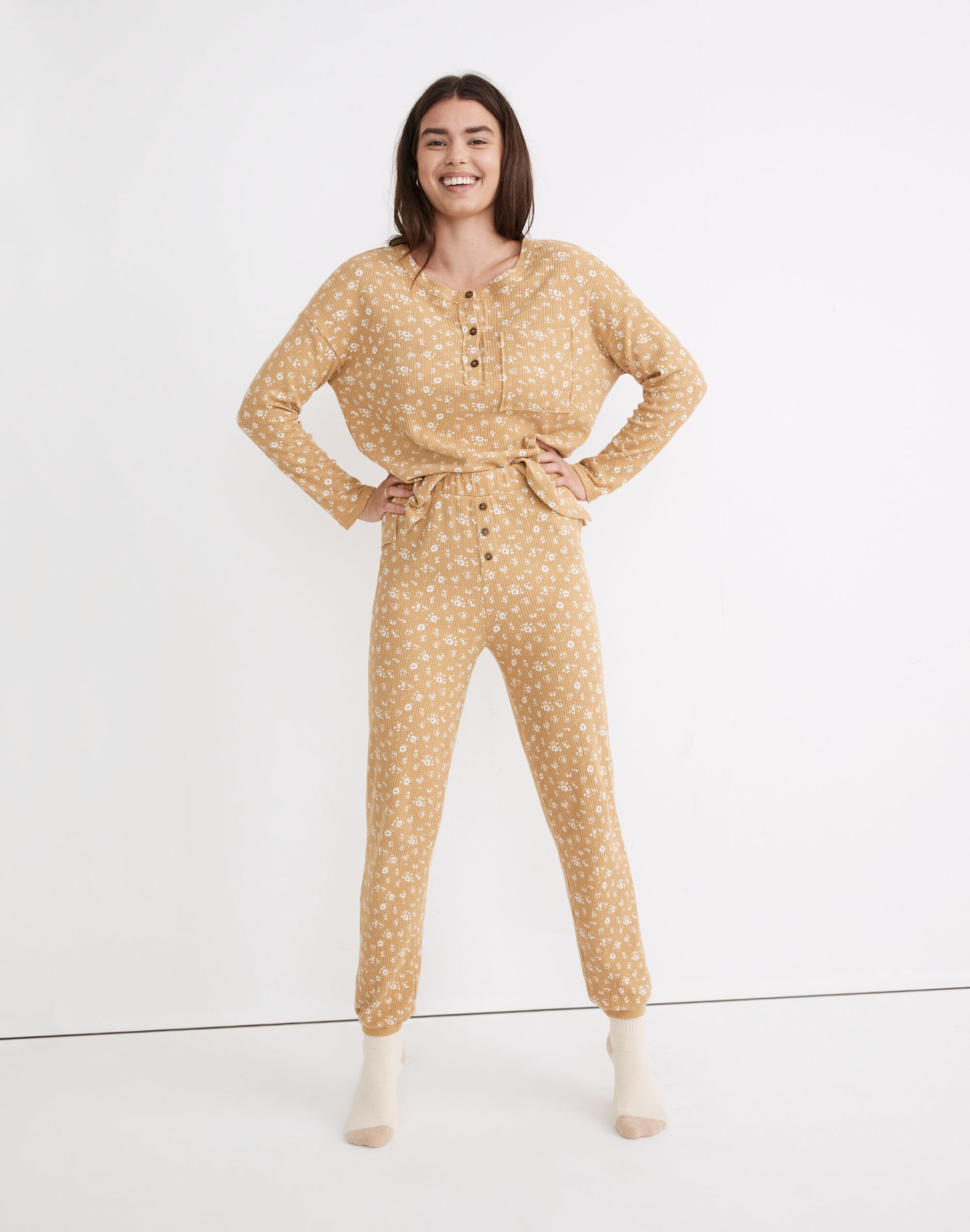 Waffle Knit Jogger Pajama Pants in Hillcrest Floral