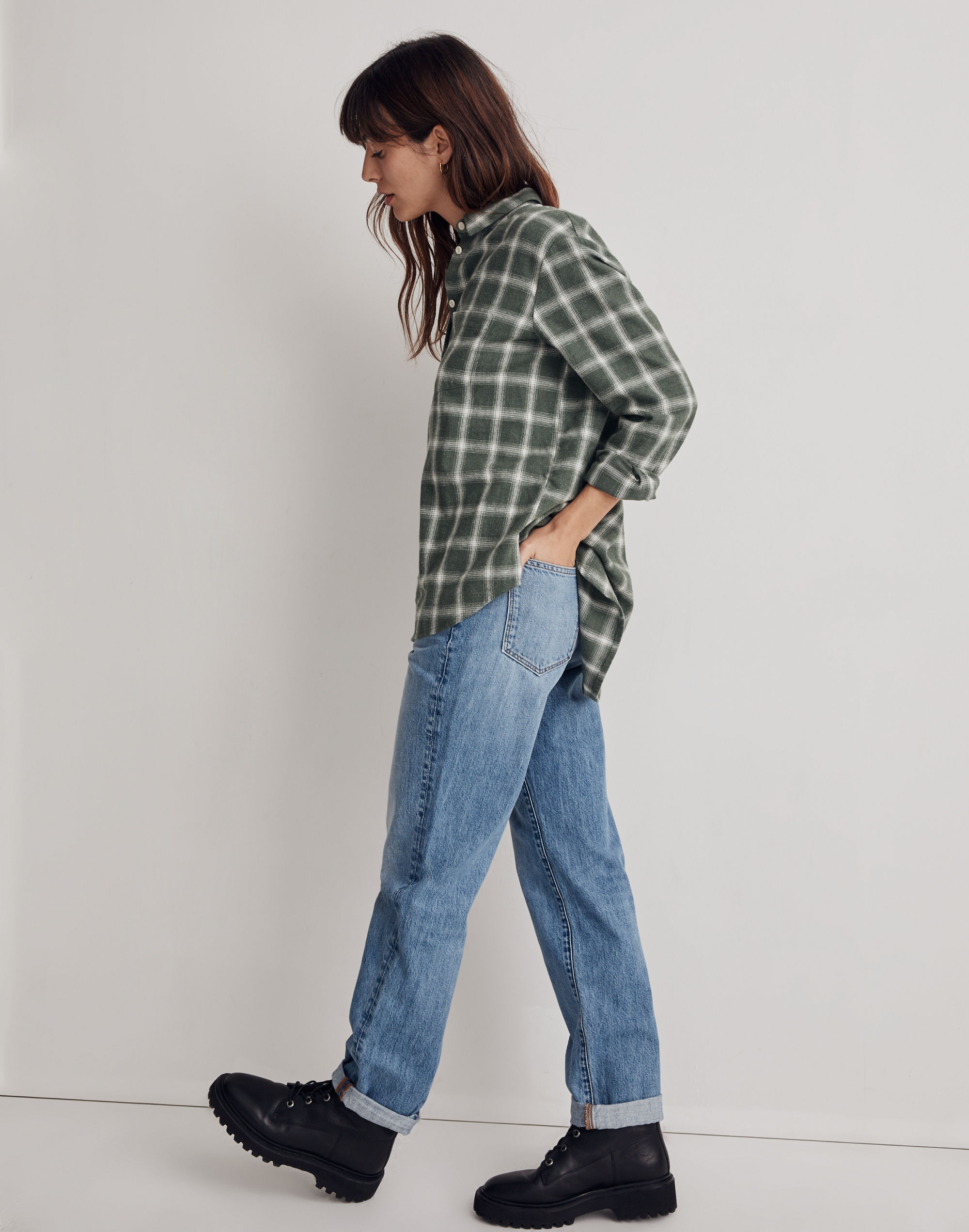 Oversized Ex-Boyfriend Shirt in Delford Plaid