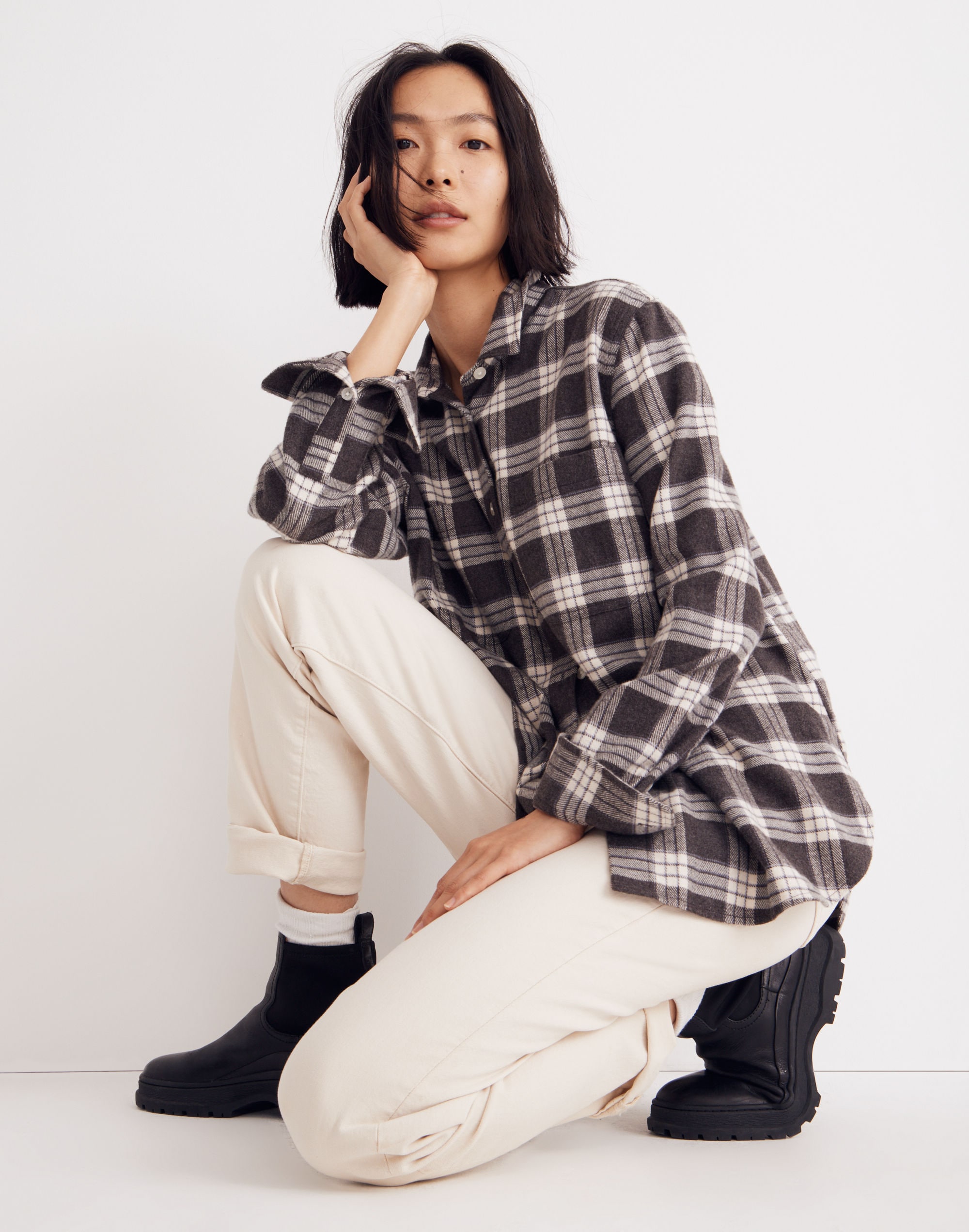 Oversized Ex-Boyfriend Swing Shirt in Pinella Plaid