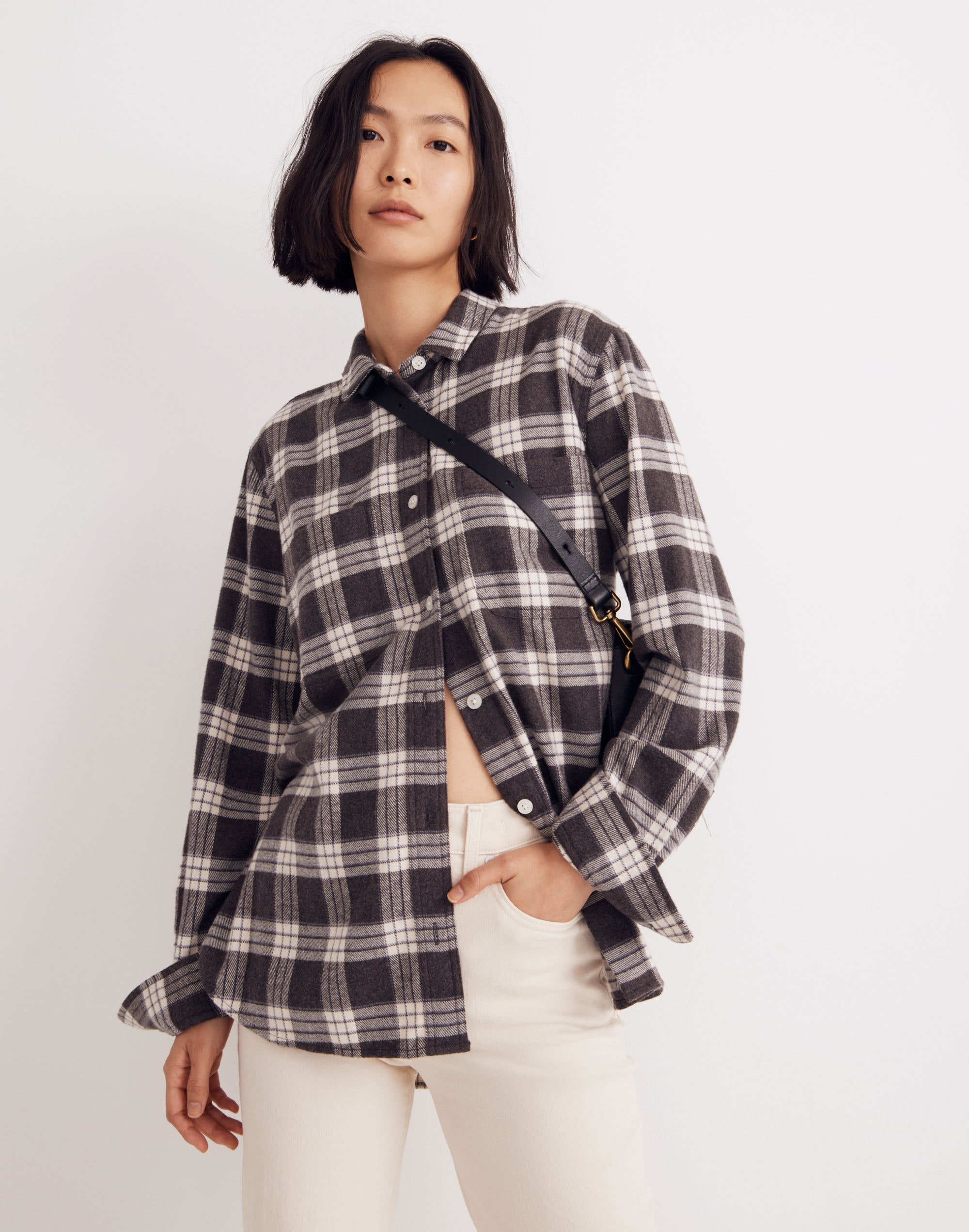 oversized ex-boyfriend swing shirt in pinella plaid