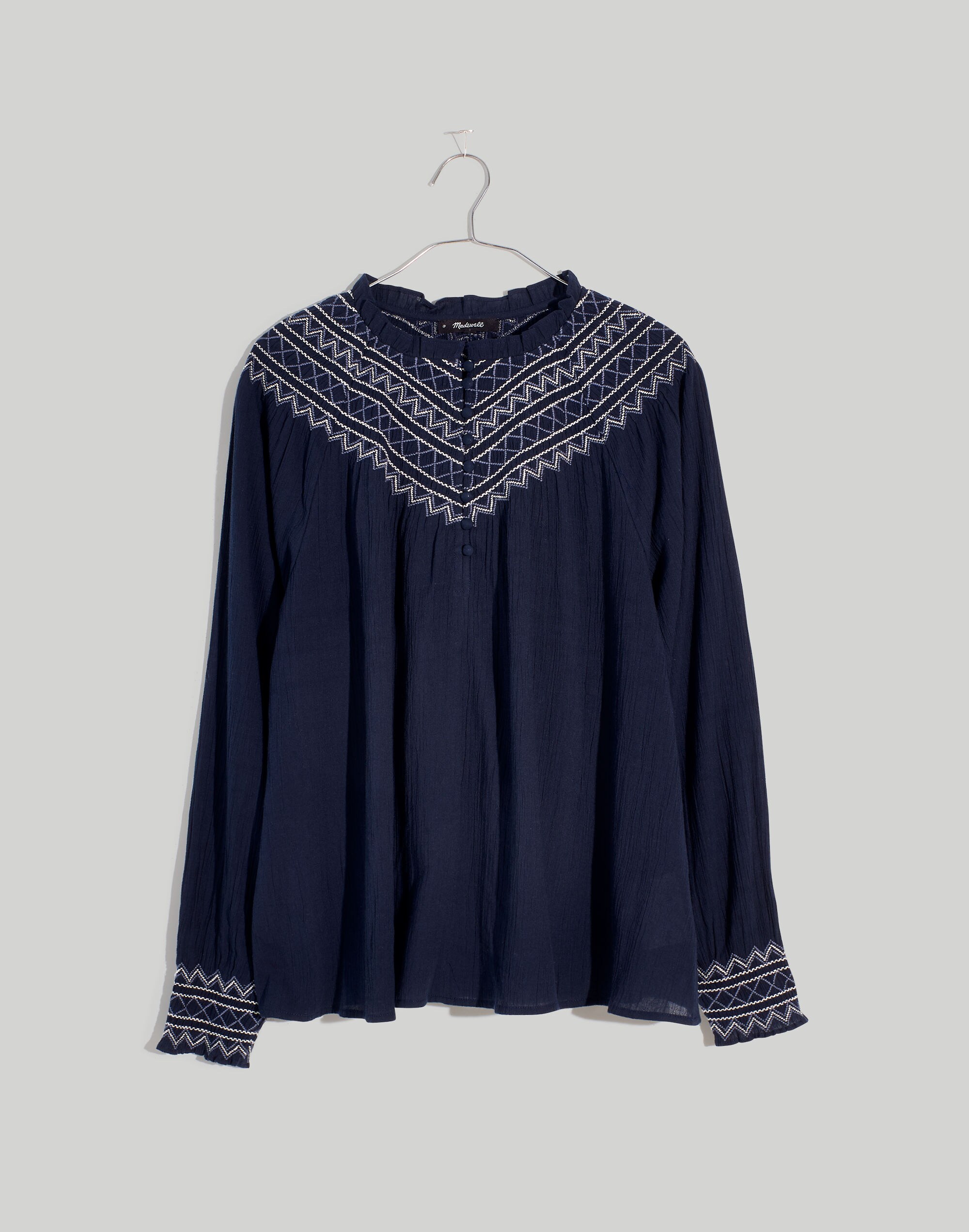 Embroidered Smockneck Top | Madewell