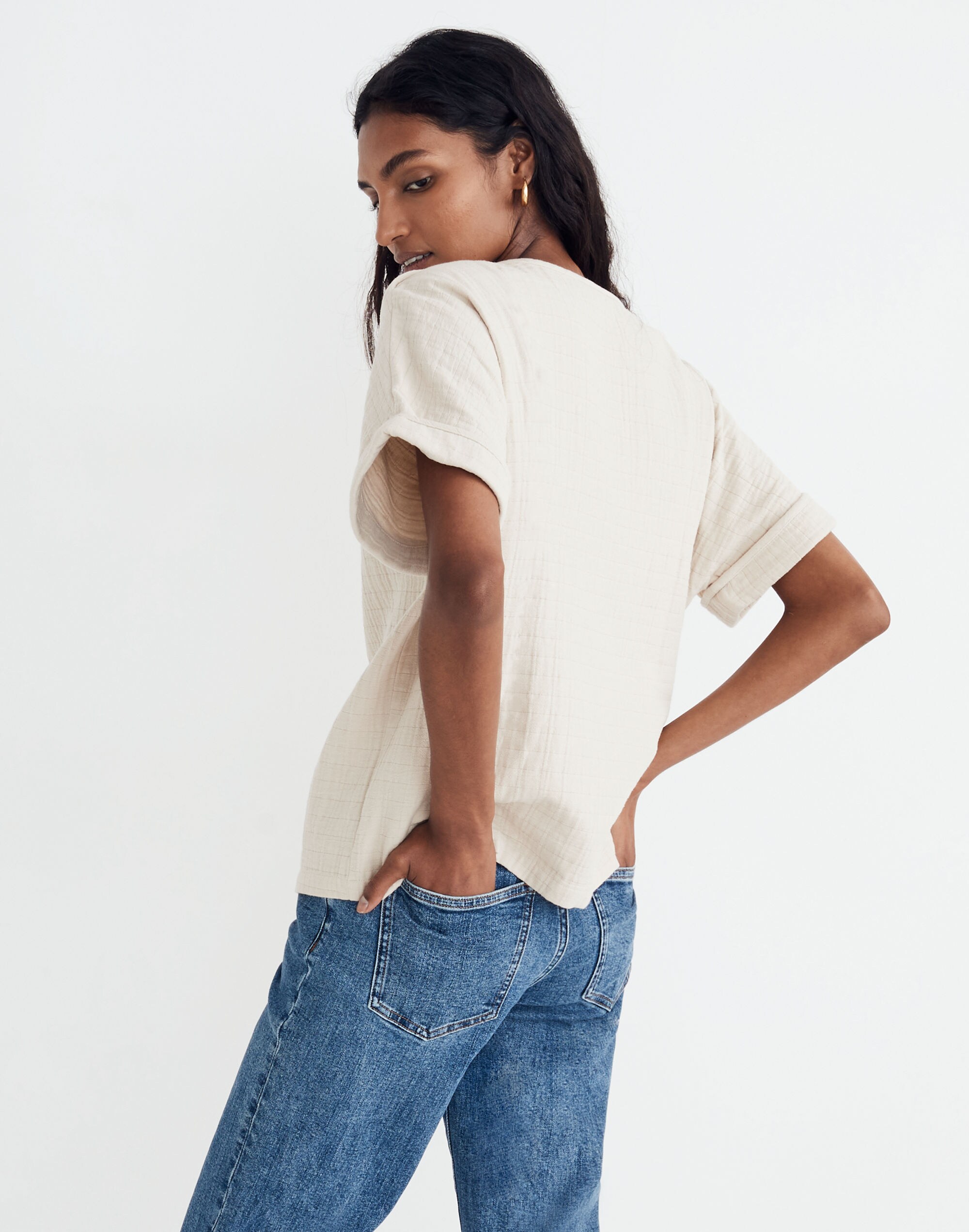 Quilted Button-Shoulder Top | Madewell