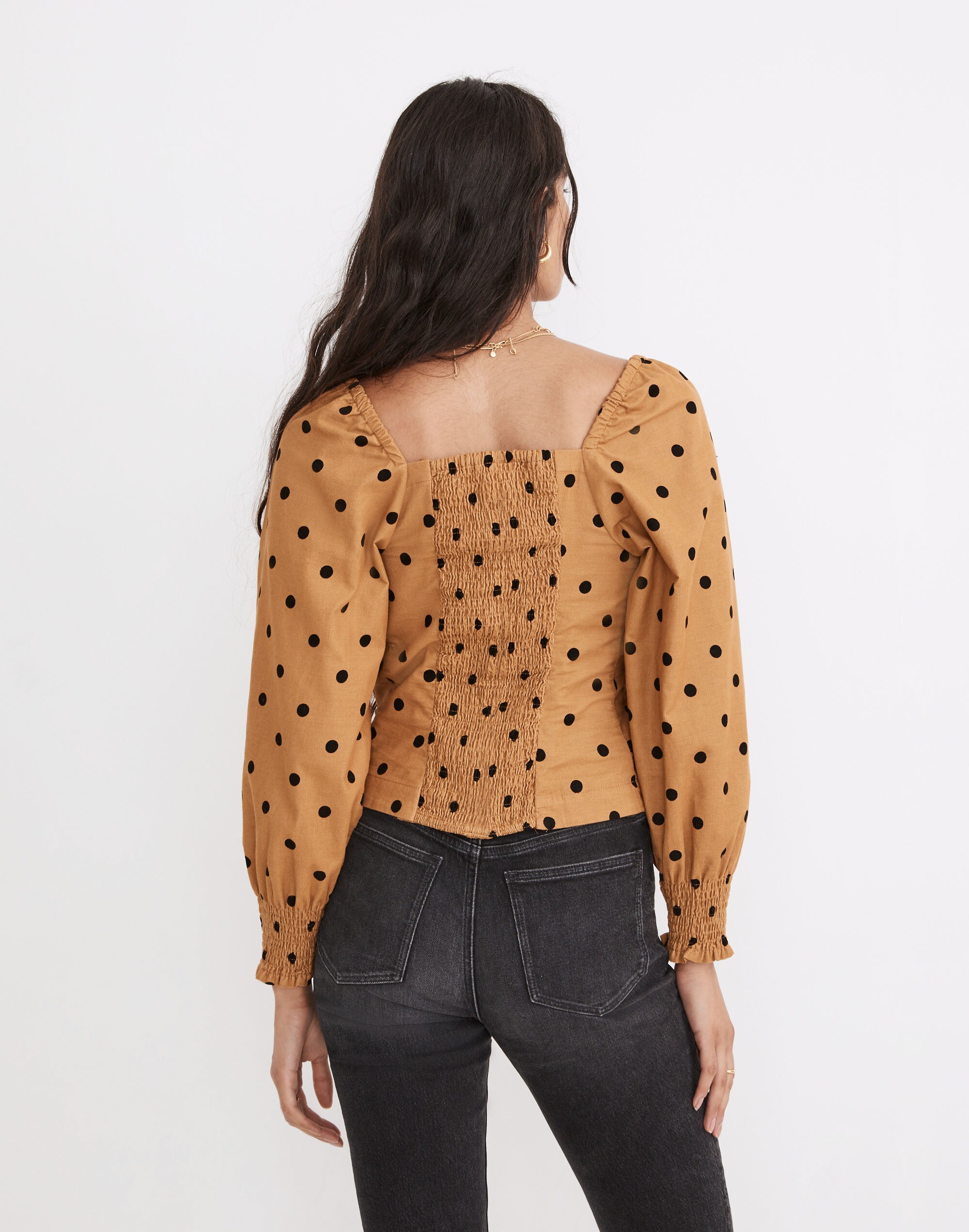 M*y様 5y Sweetheart Top Madder Root Patch Corduroy Sweetheart Smocked-Back Top in Dot | Madewell