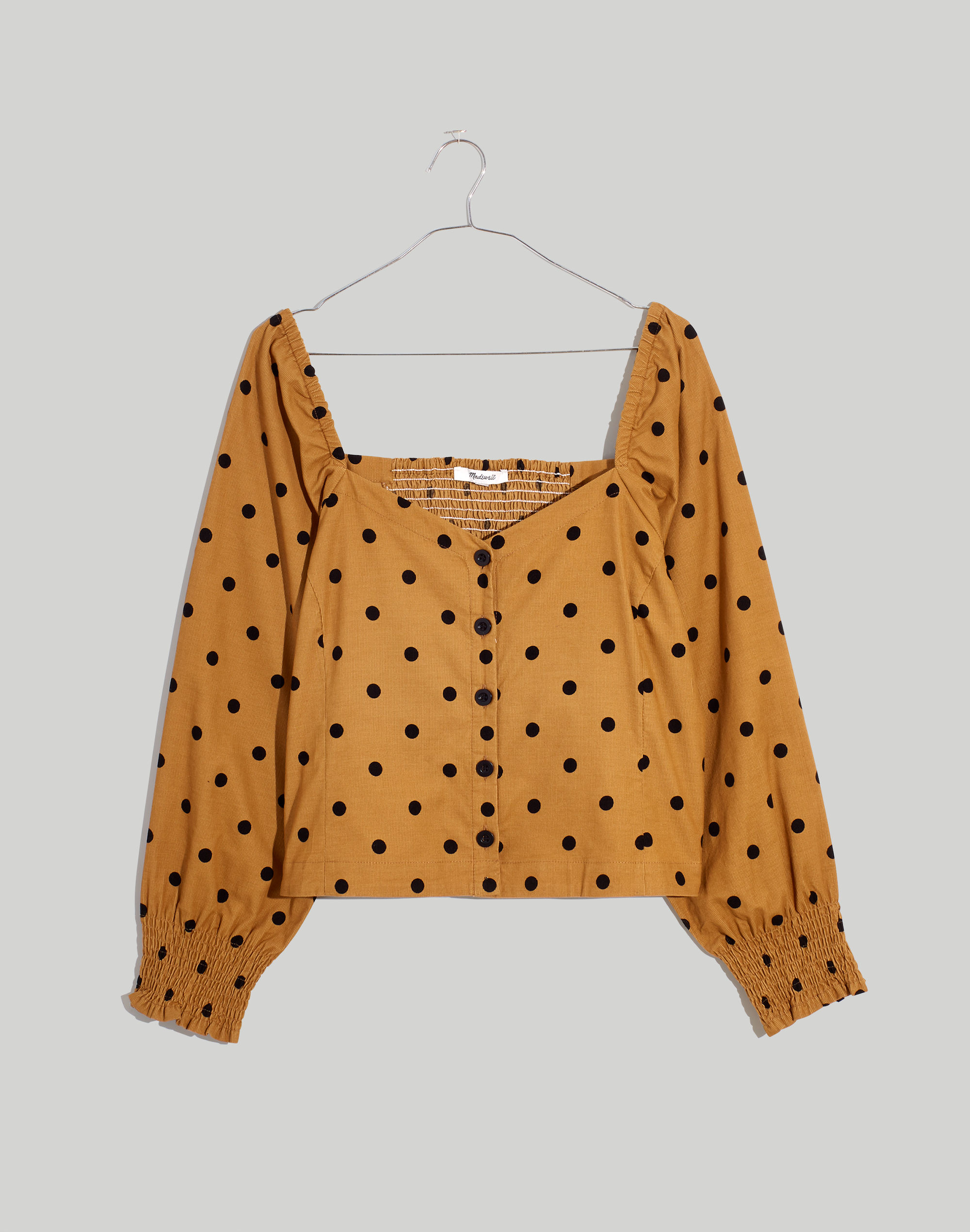 Corduroy Sweetheart Smocked-Back Top in Dot | Madewell