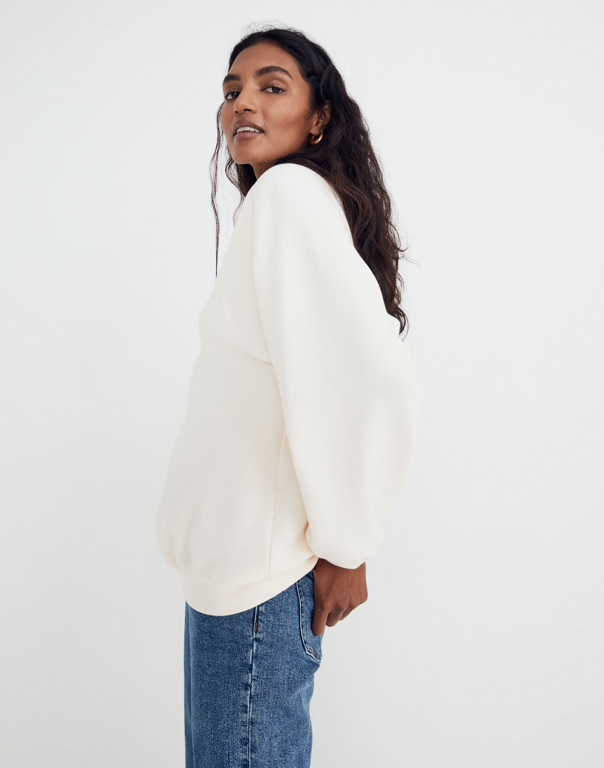 Button-Back Mockneck Top