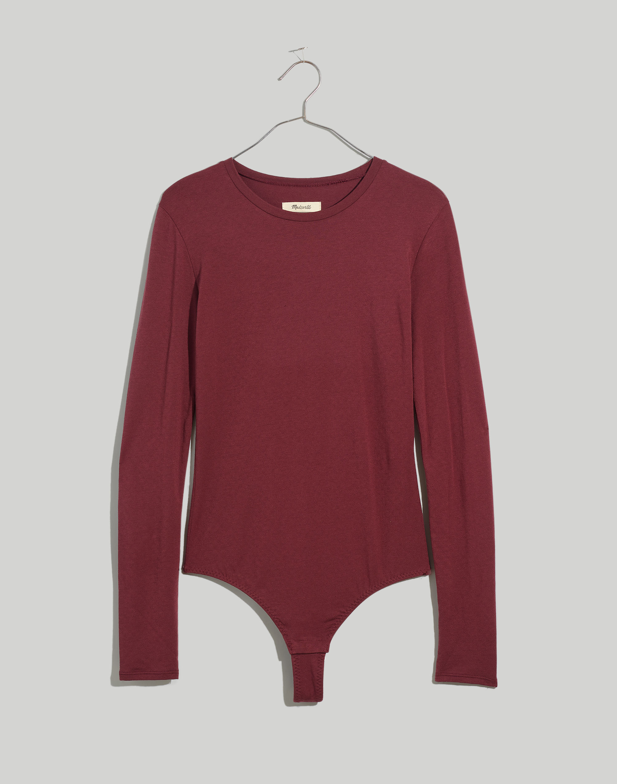 Pointelle Long-Sleeve Thong Bodysuit