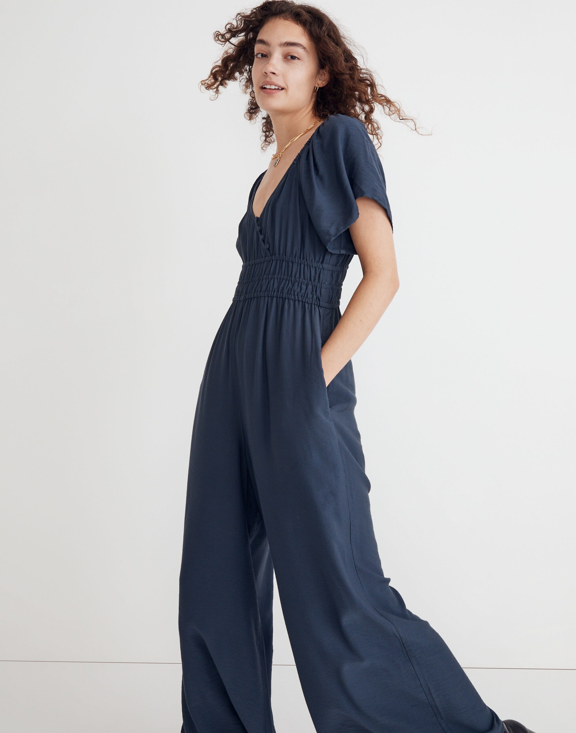 Twill Wide-Leg Jumpsuit
