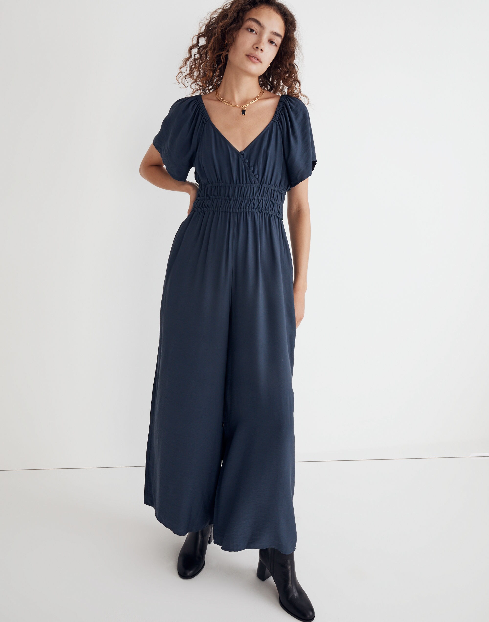 Twill Wide-Leg Jumpsuit