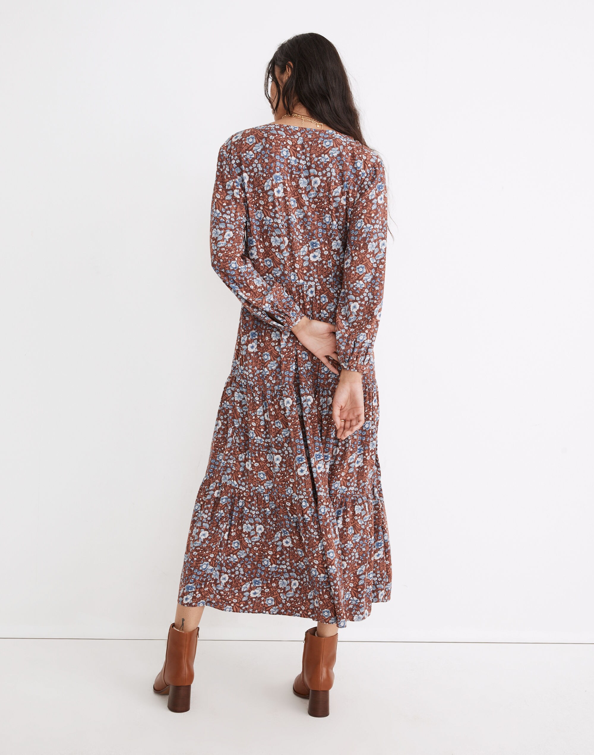 Challis Wrap Midi Dress in Woodland Floral