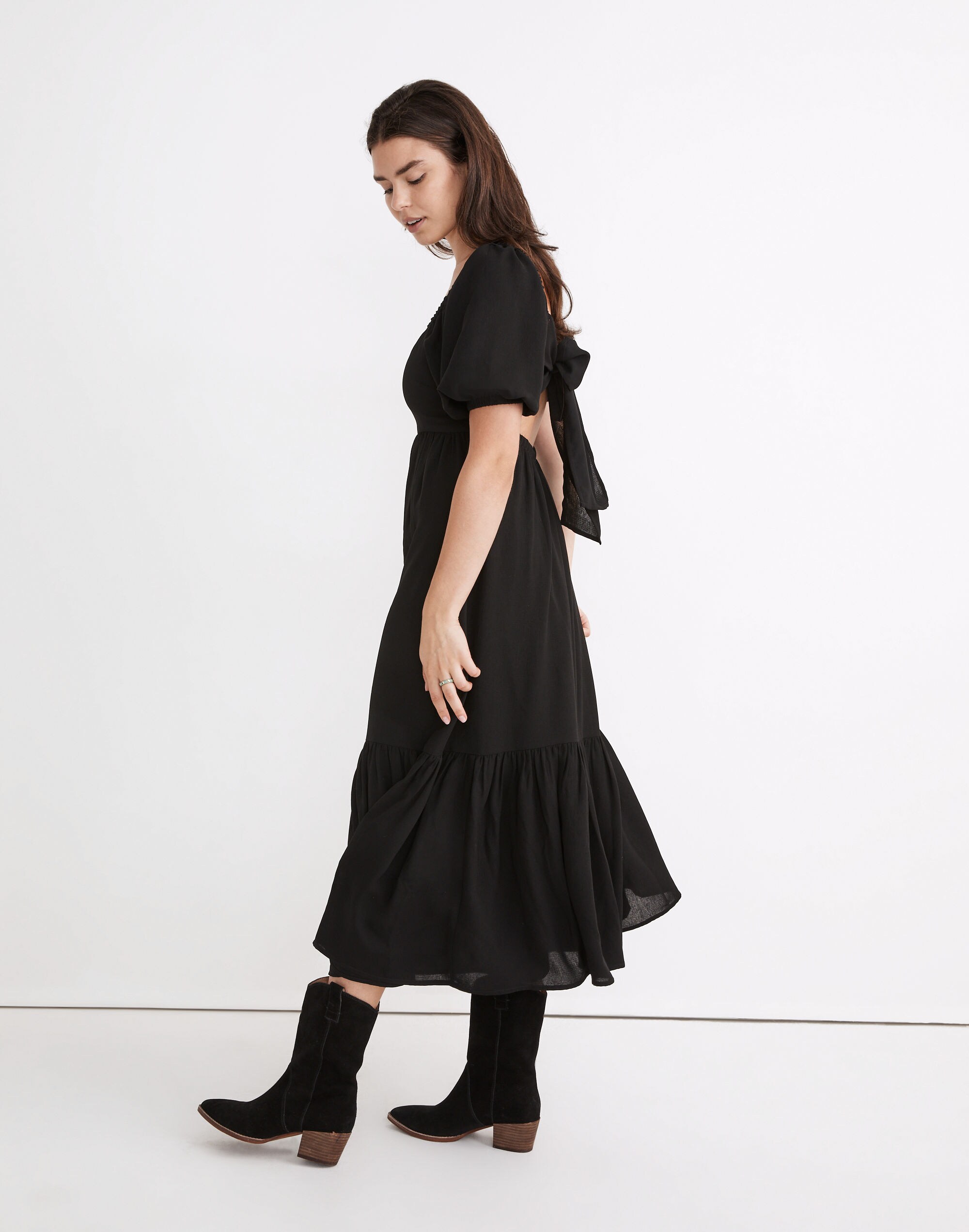 Crinkle Tie-Back Midi Dress