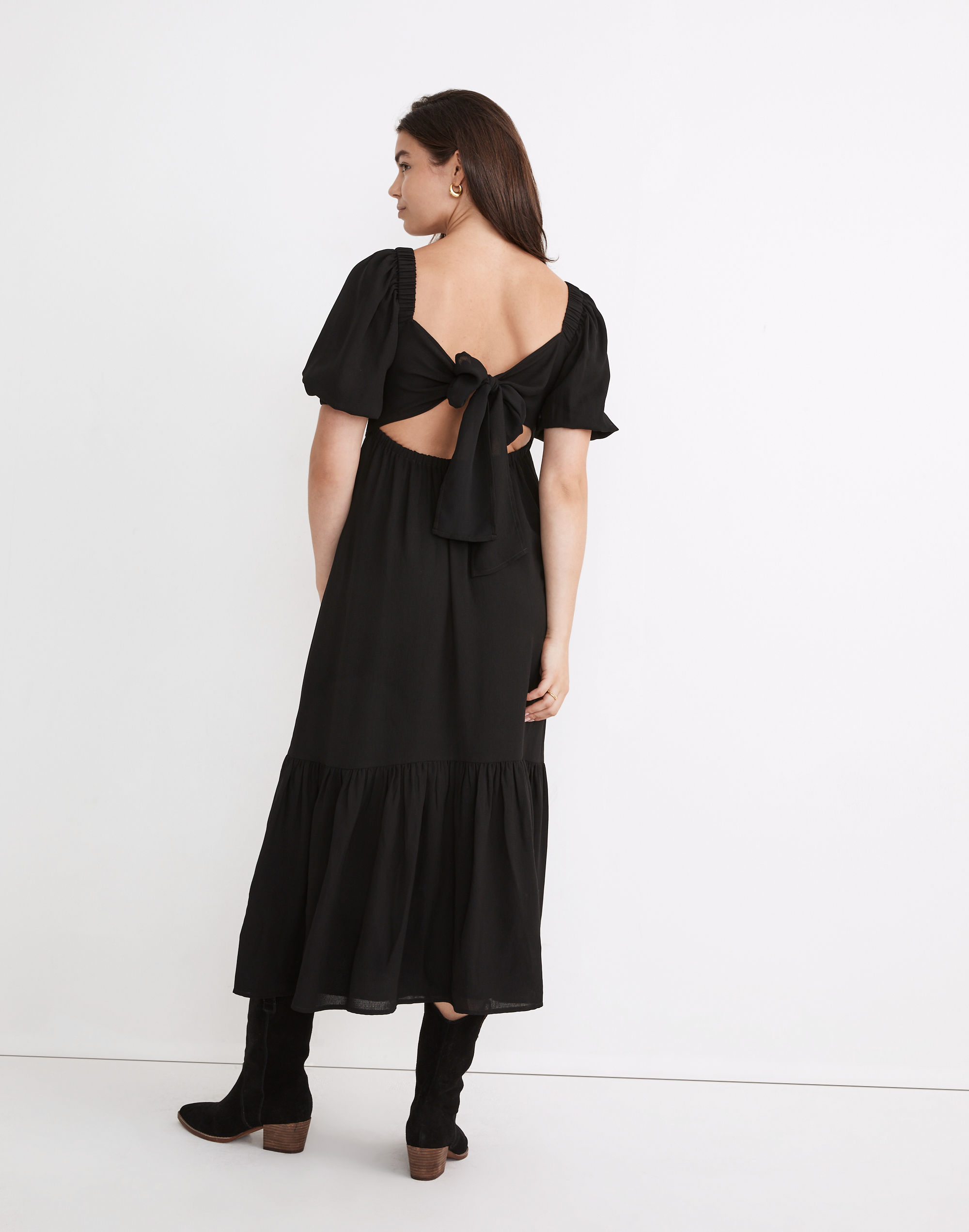 Crinkle Tie-Back Midi Dress