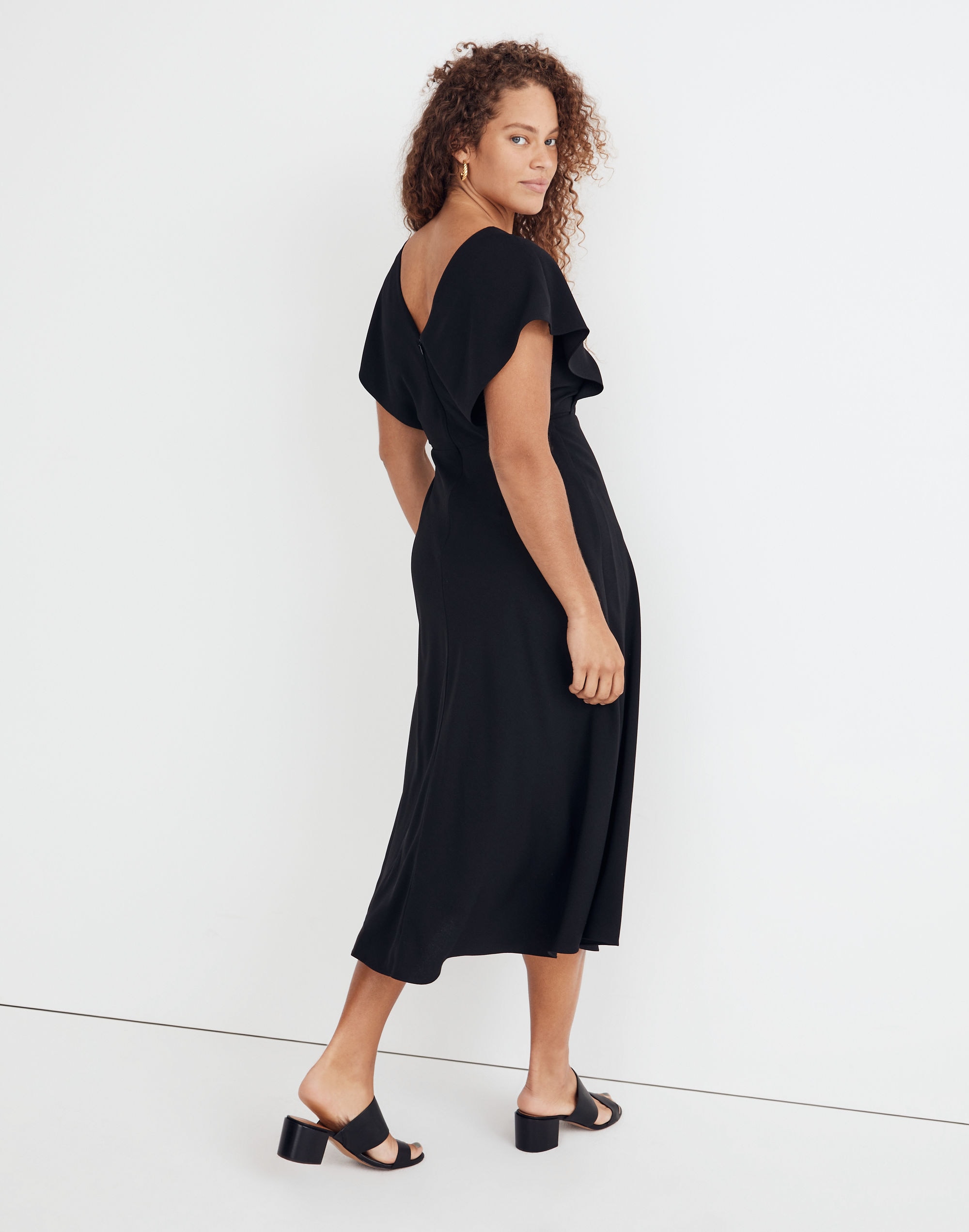 Flutter-Sleeve Midi Dress