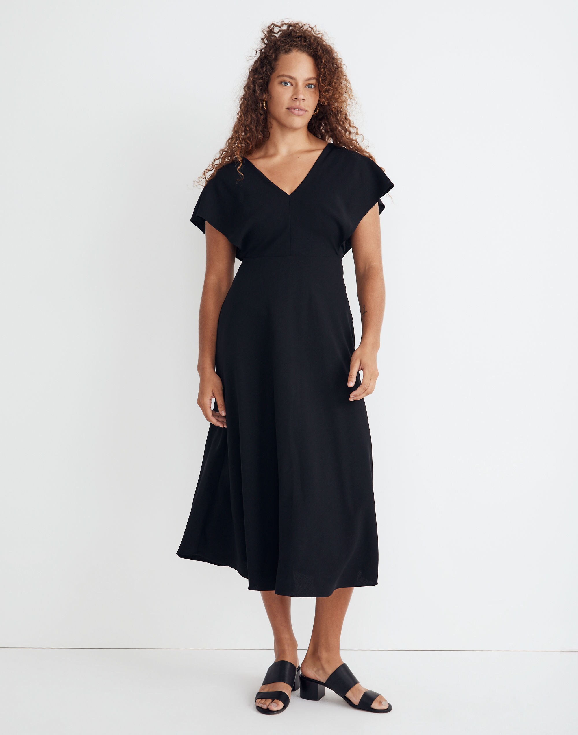 flutter-sleeve midi dress