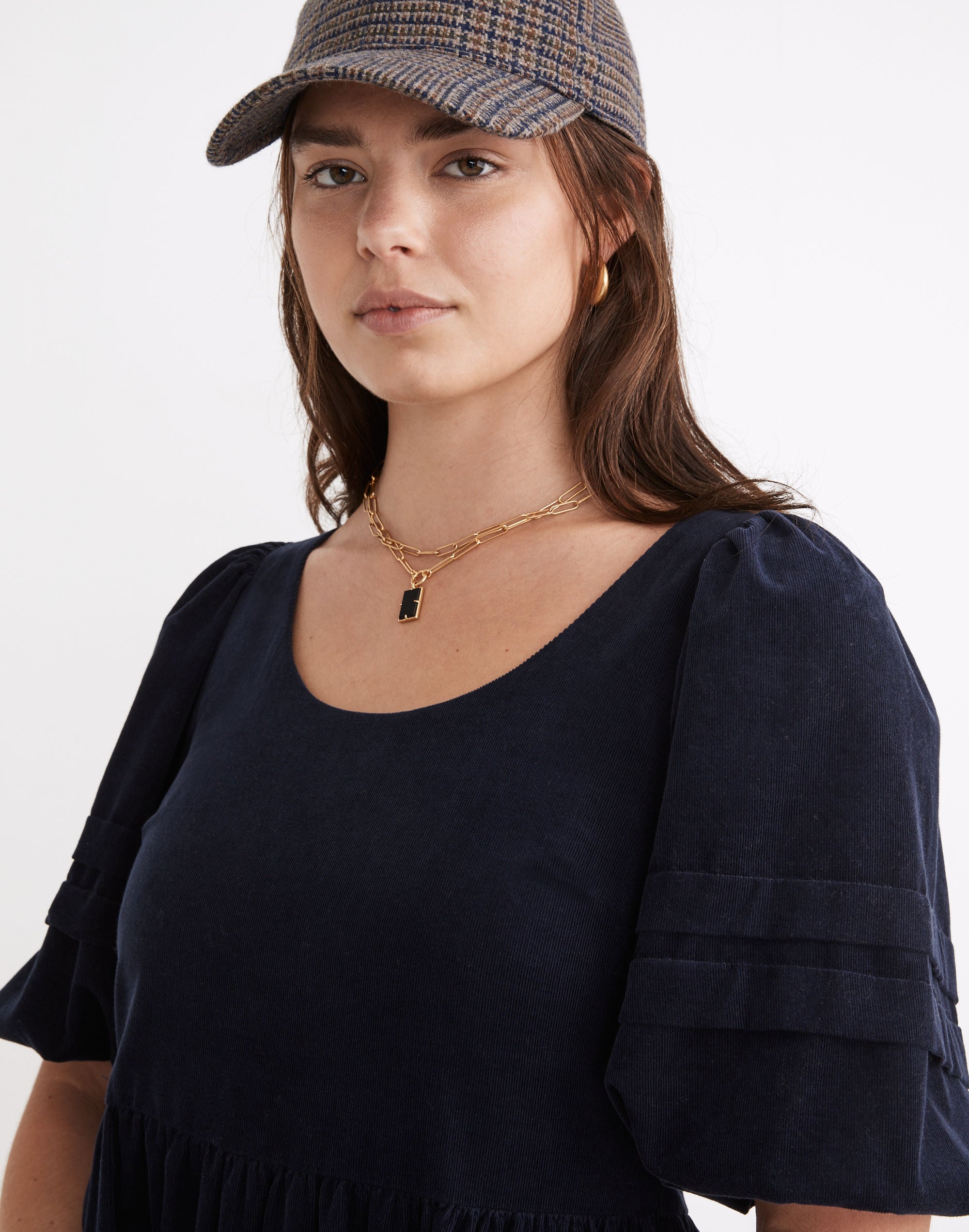 Corduroy Tiered Mini Dress